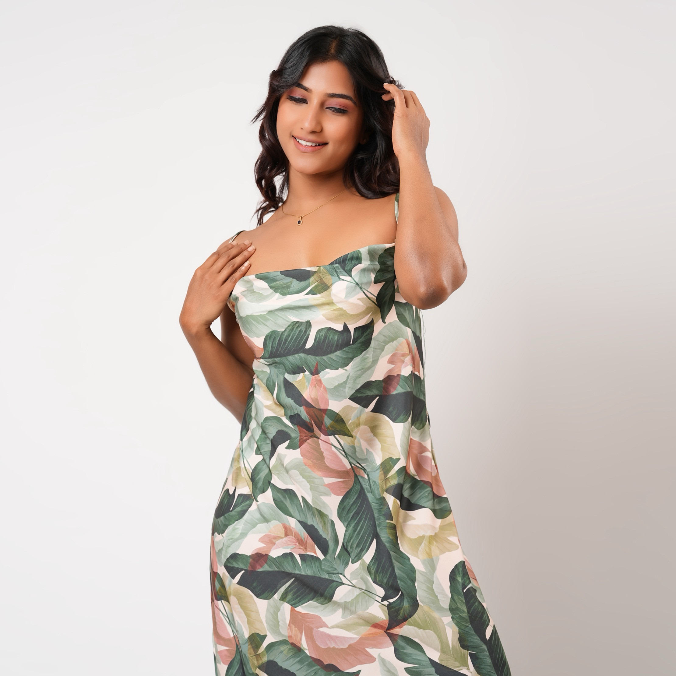 Aadaraya Sleeveless Tropical Print Maxi Night Gown-women-clothing-nightwear-nighties-image-4
