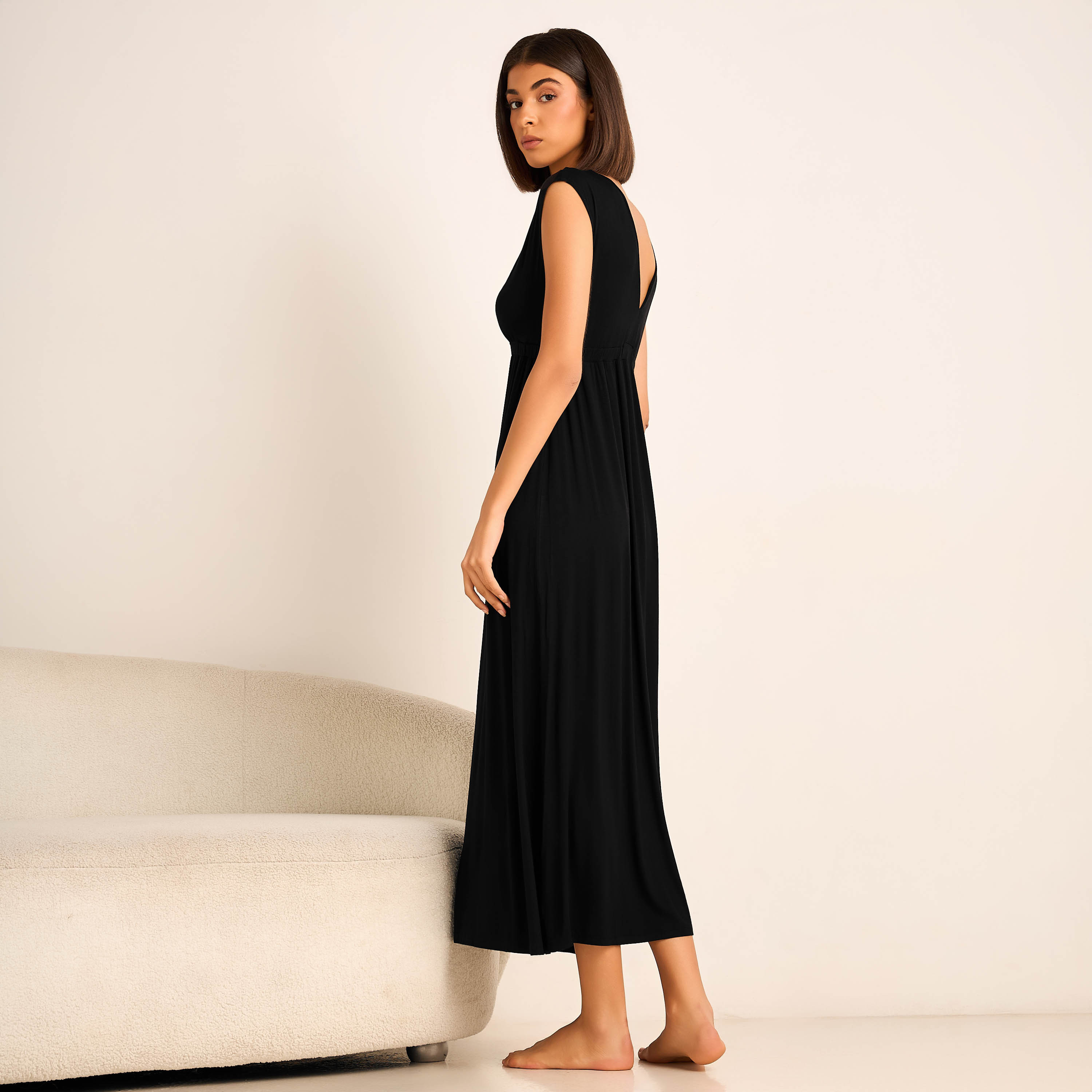 Aadaraya Night Gown Sleeveless Lace Trim-women-clothing-nightwear-nighties-image-3