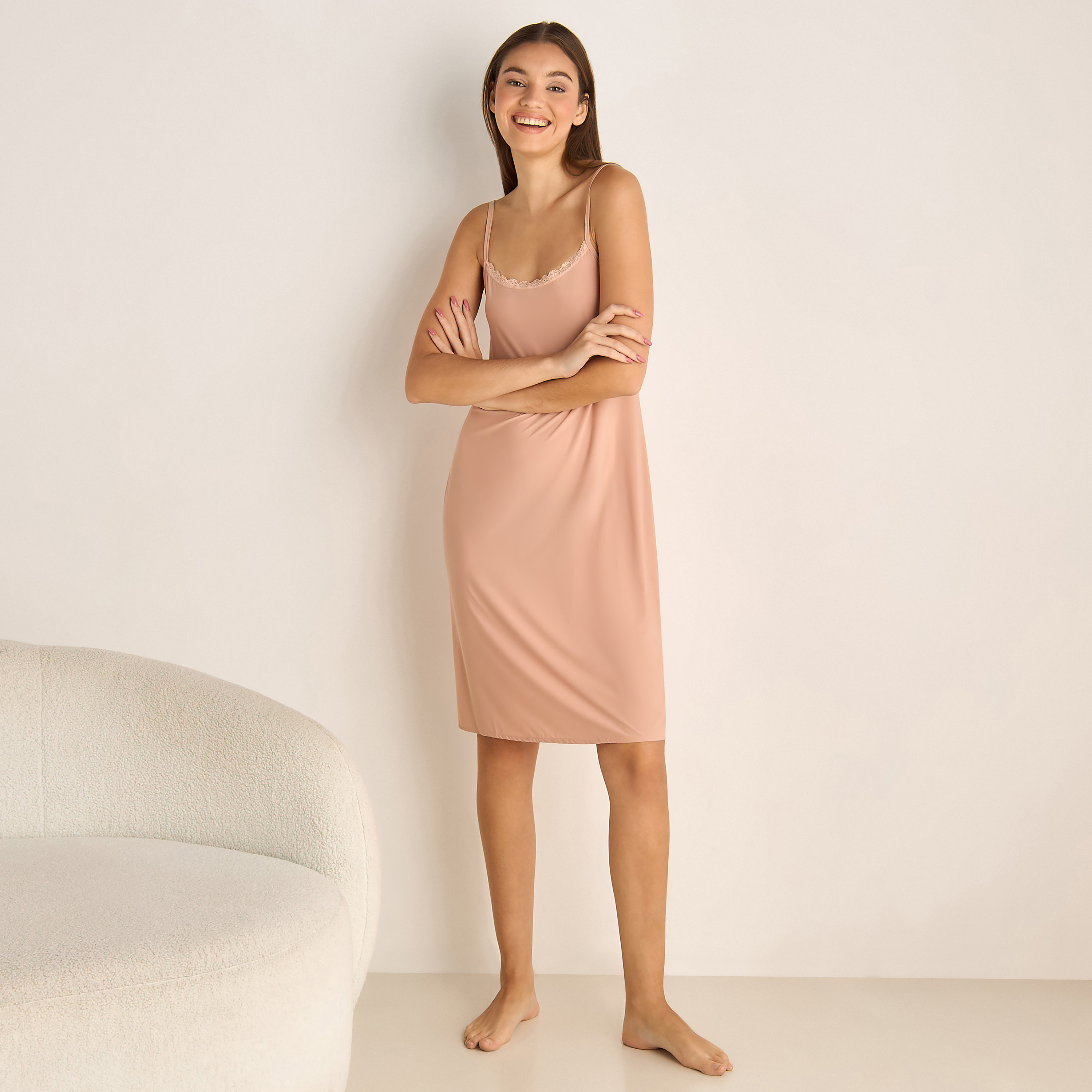 Set of 2 - Long Slip Dress Sleeveless Lace Trim-women-clothing-nightwear-nighties-image-2