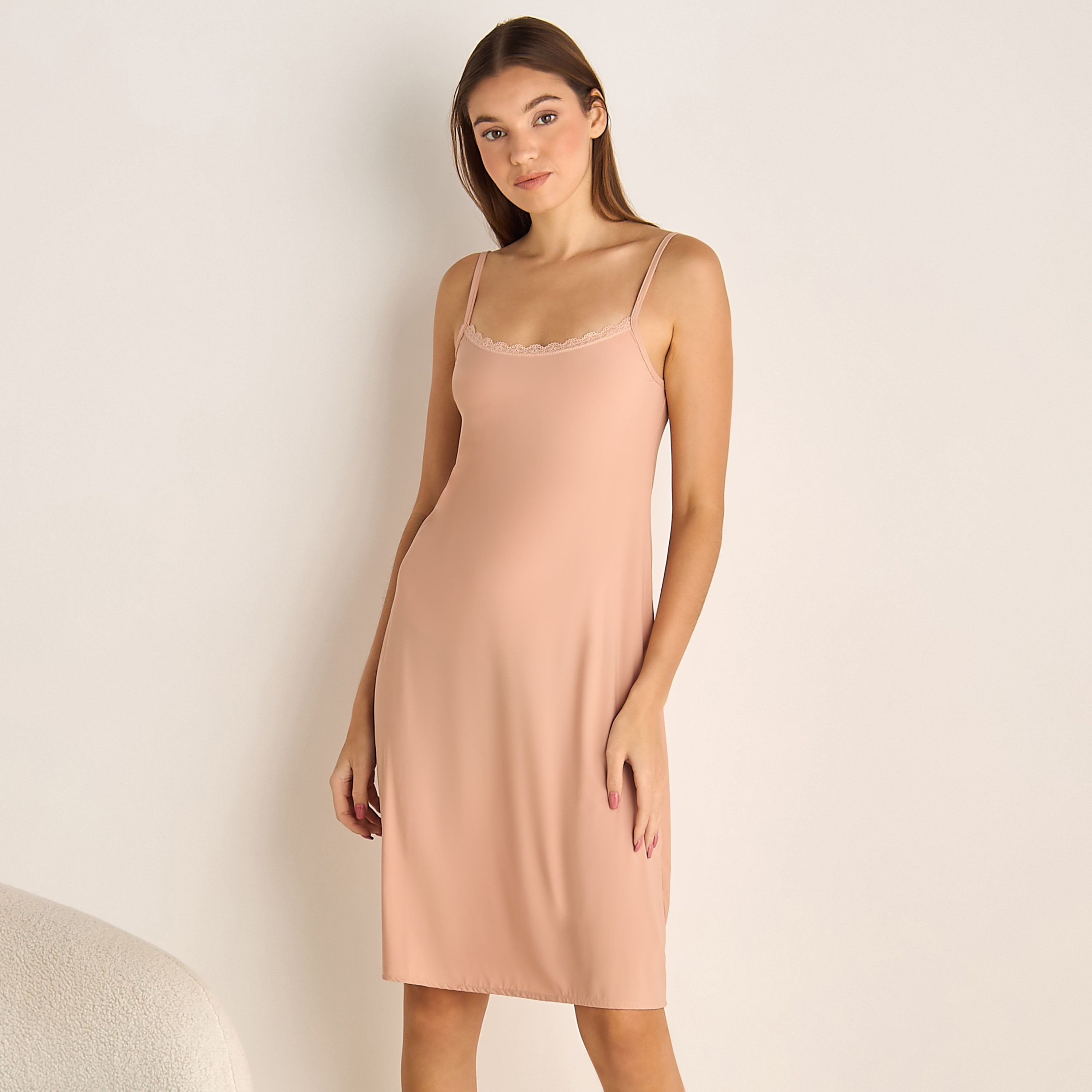 Set of 2 - Long Slip Dress Sleeveless Lace Trim-women-clothing-nightwear-nighties-image-7