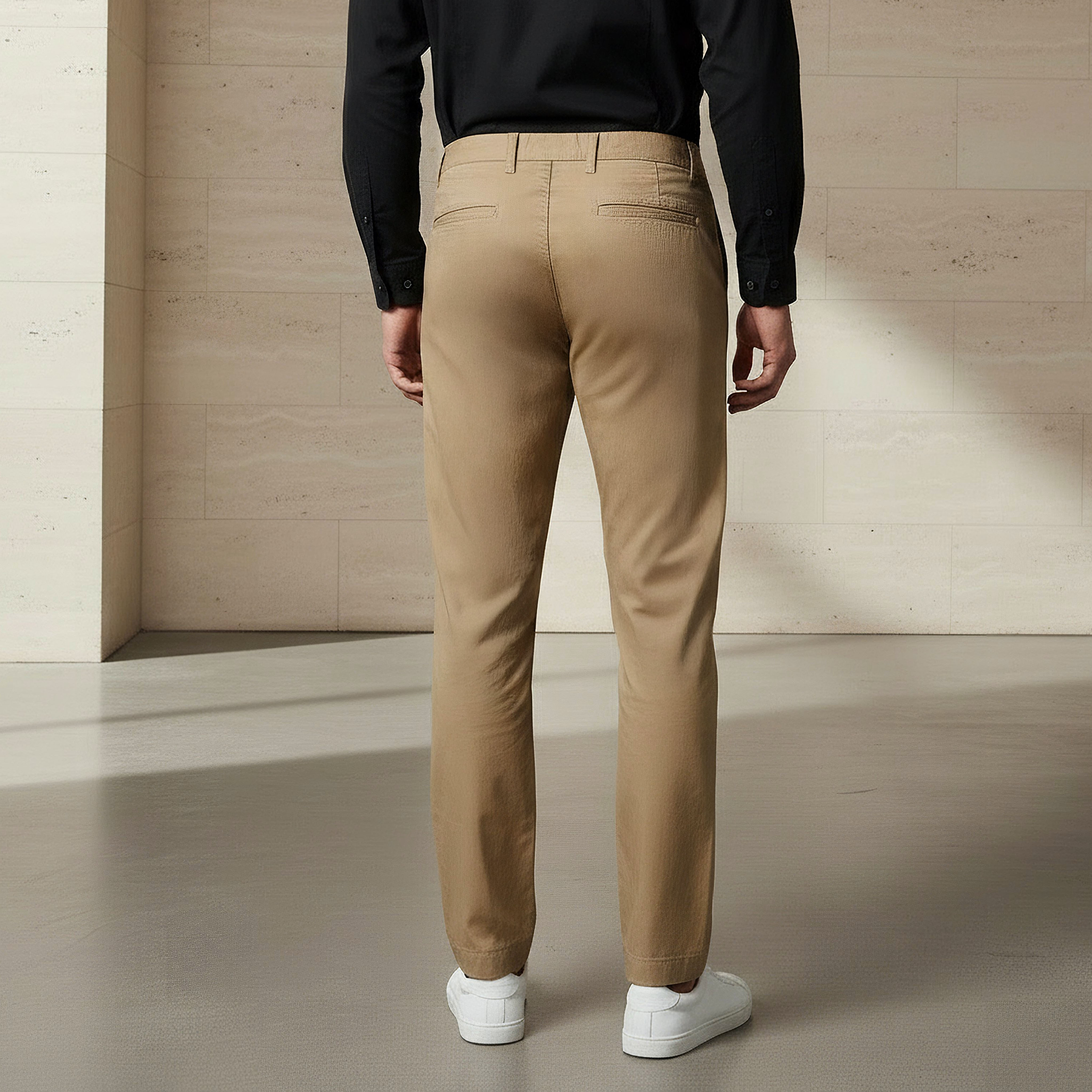 بنطلون تشينو قطن مطاطي بقصة سليم للرجال-men-clothing-bottoms-trousersandchinos-chinos-image-2