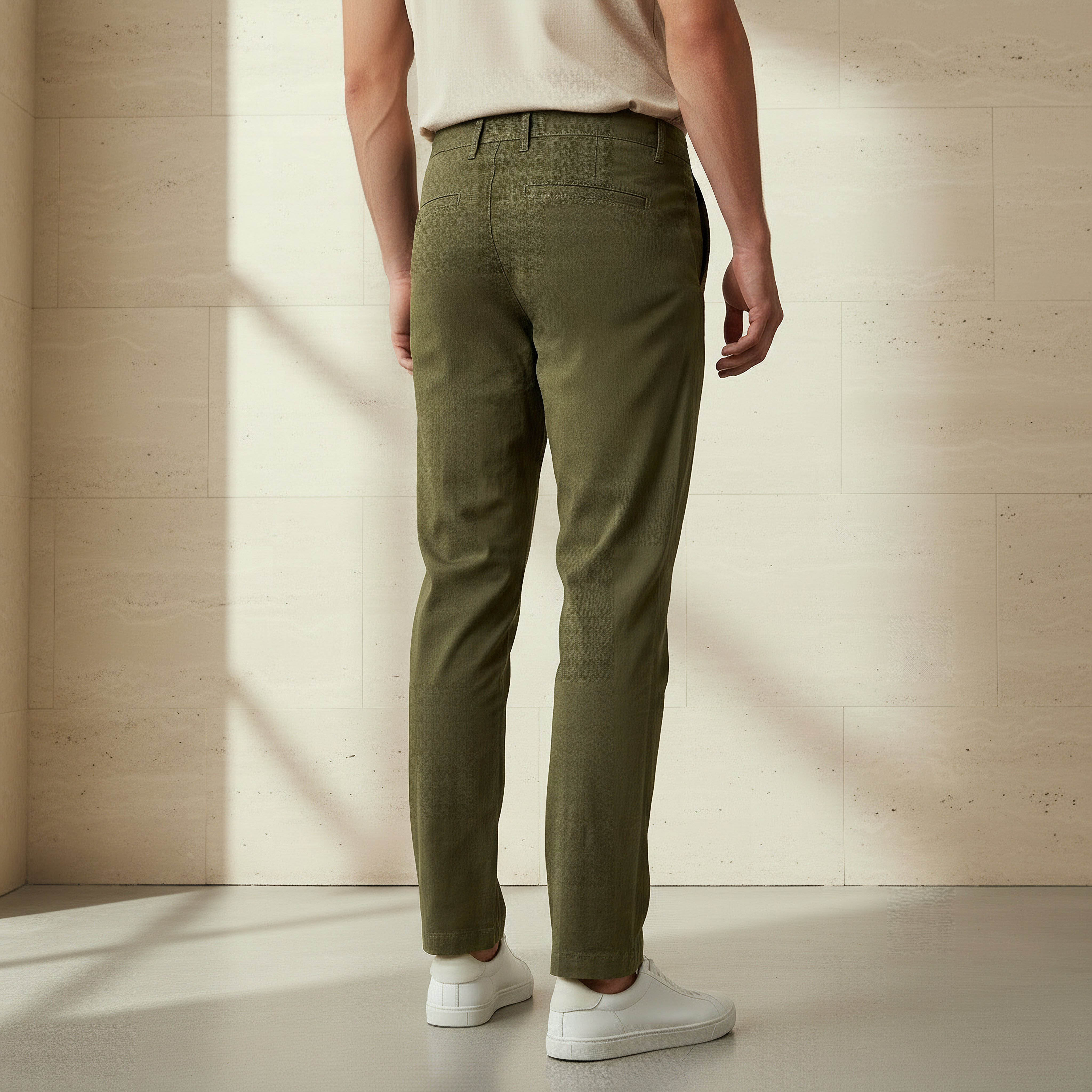 بنطلون تشينو قطن مطاطي بقصة سليم للرجال-men-clothing-bottoms-trousersandchinos-chinos-image-2