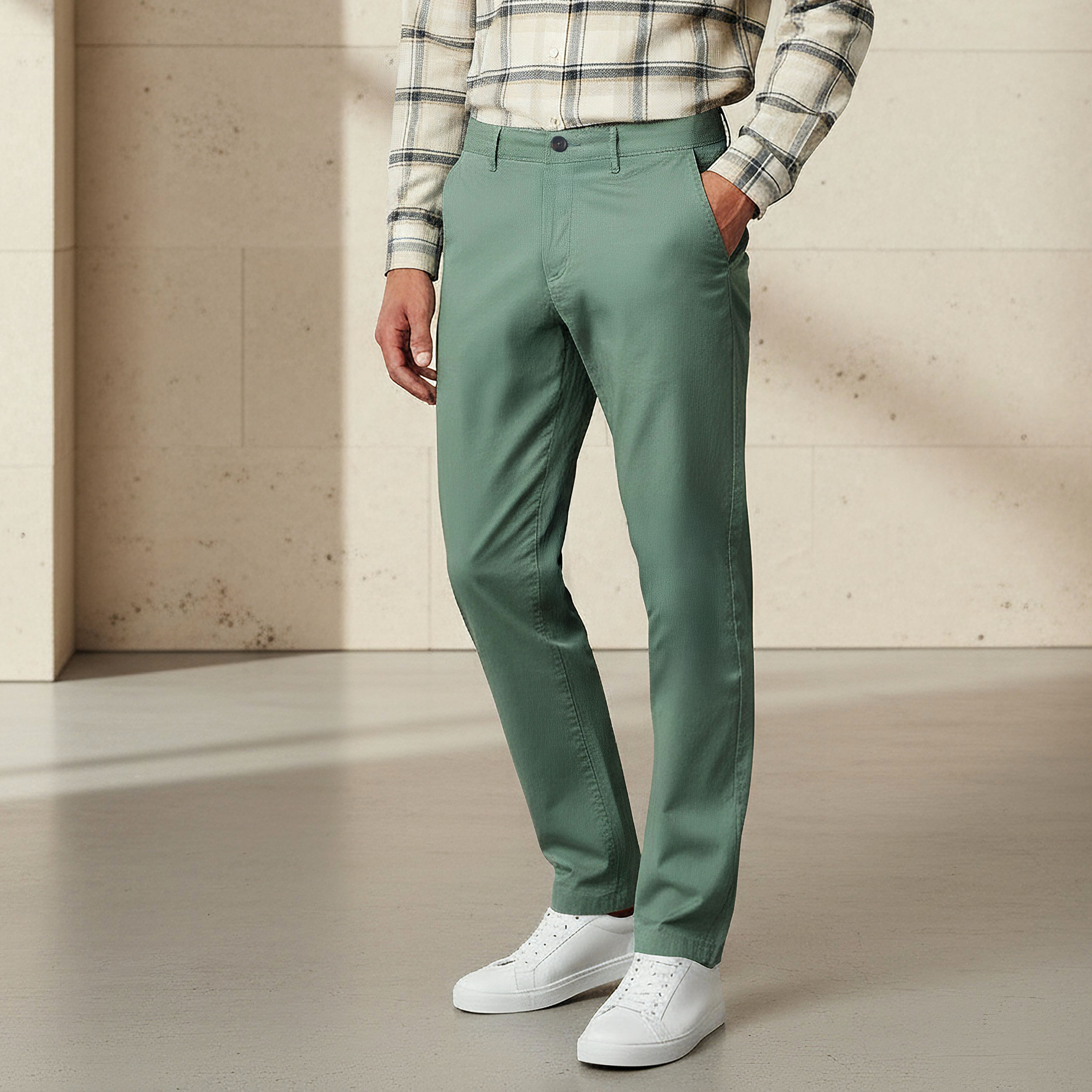 بنطلون تشينو قطن مطاطي بقصة سليم للرجال-men-clothing-bottoms-trousersandchinos-chinos-image-4
