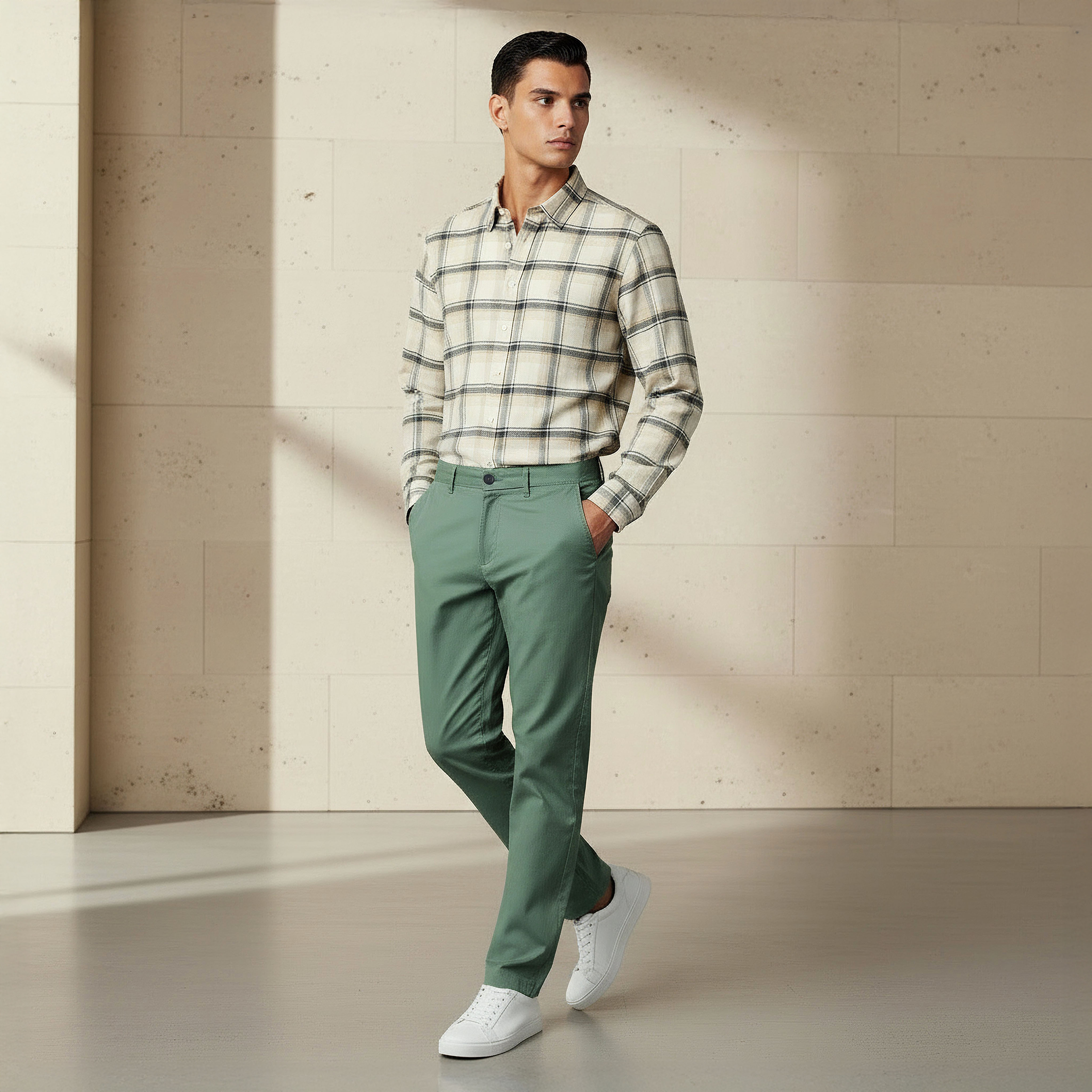 بنطلون تشينو قطن مطاطي بقصة سليم للرجال-men-clothing-bottoms-trousersandchinos-chinos-image-3