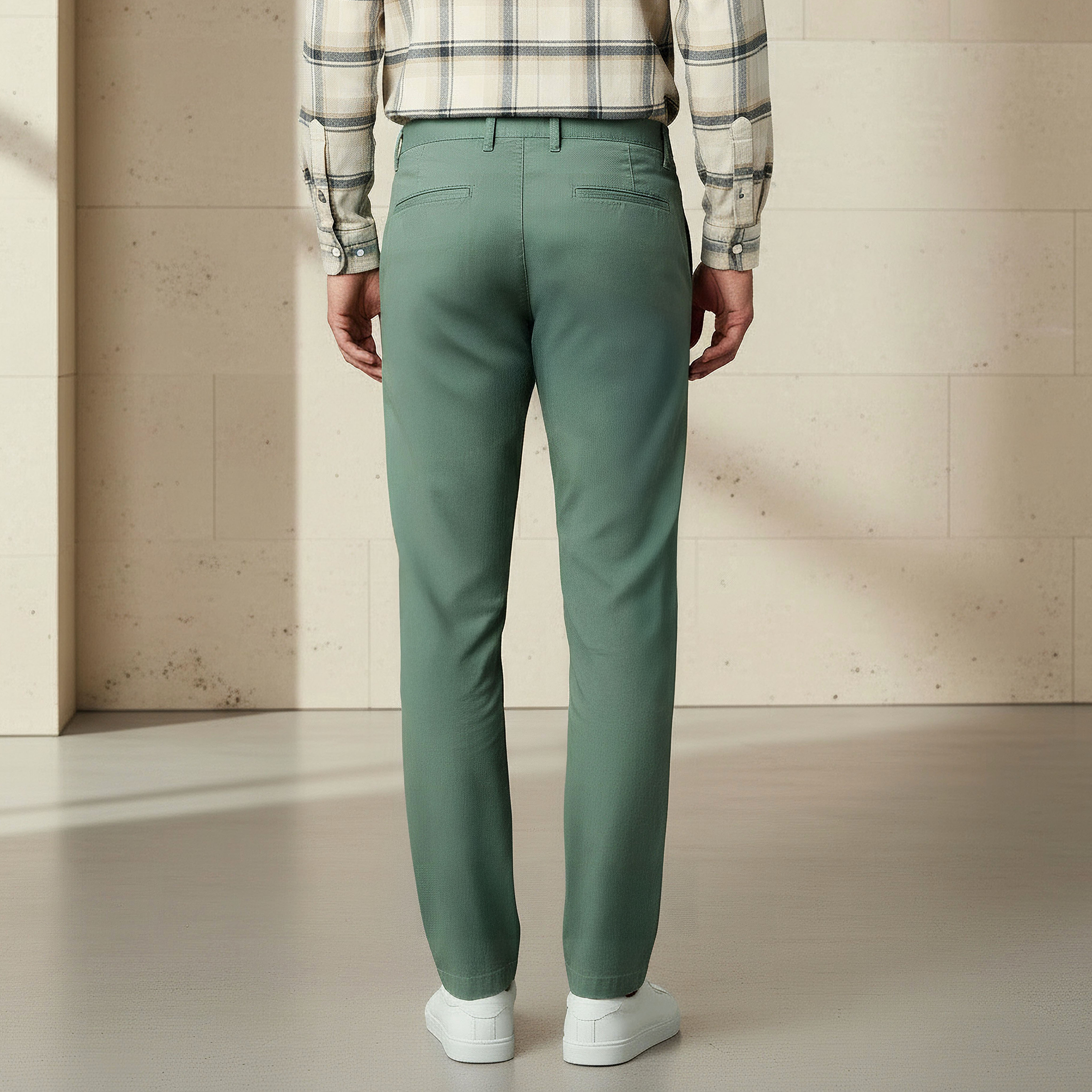 بنطلون تشينو قطن مطاطي بقصة سليم للرجال-men-clothing-bottoms-trousersandchinos-chinos-image-2