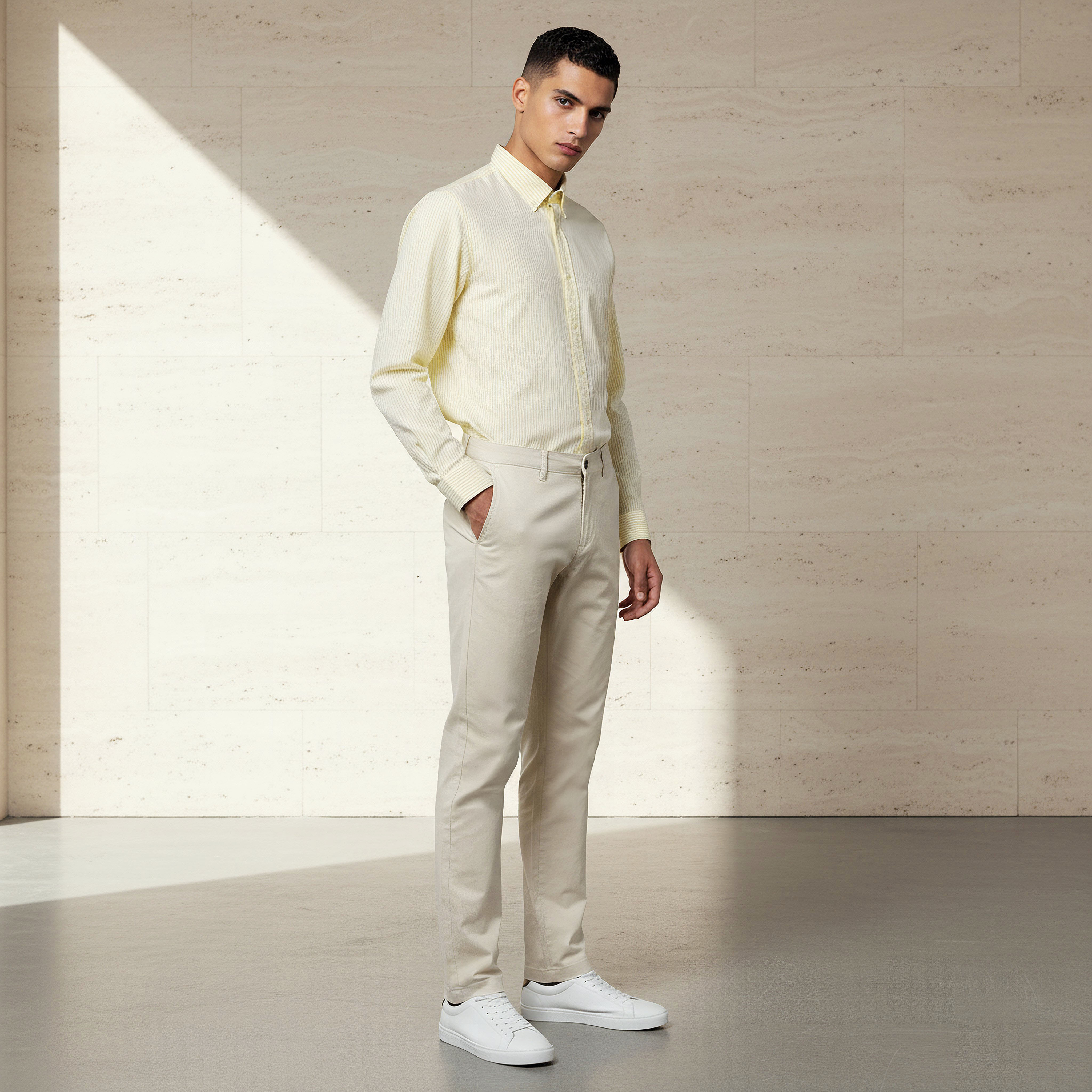 بنطلون تشينو قطن مطاطي بقصة سليم للرجال-men-clothing-bottoms-trousersandchinos-chinos-image-4