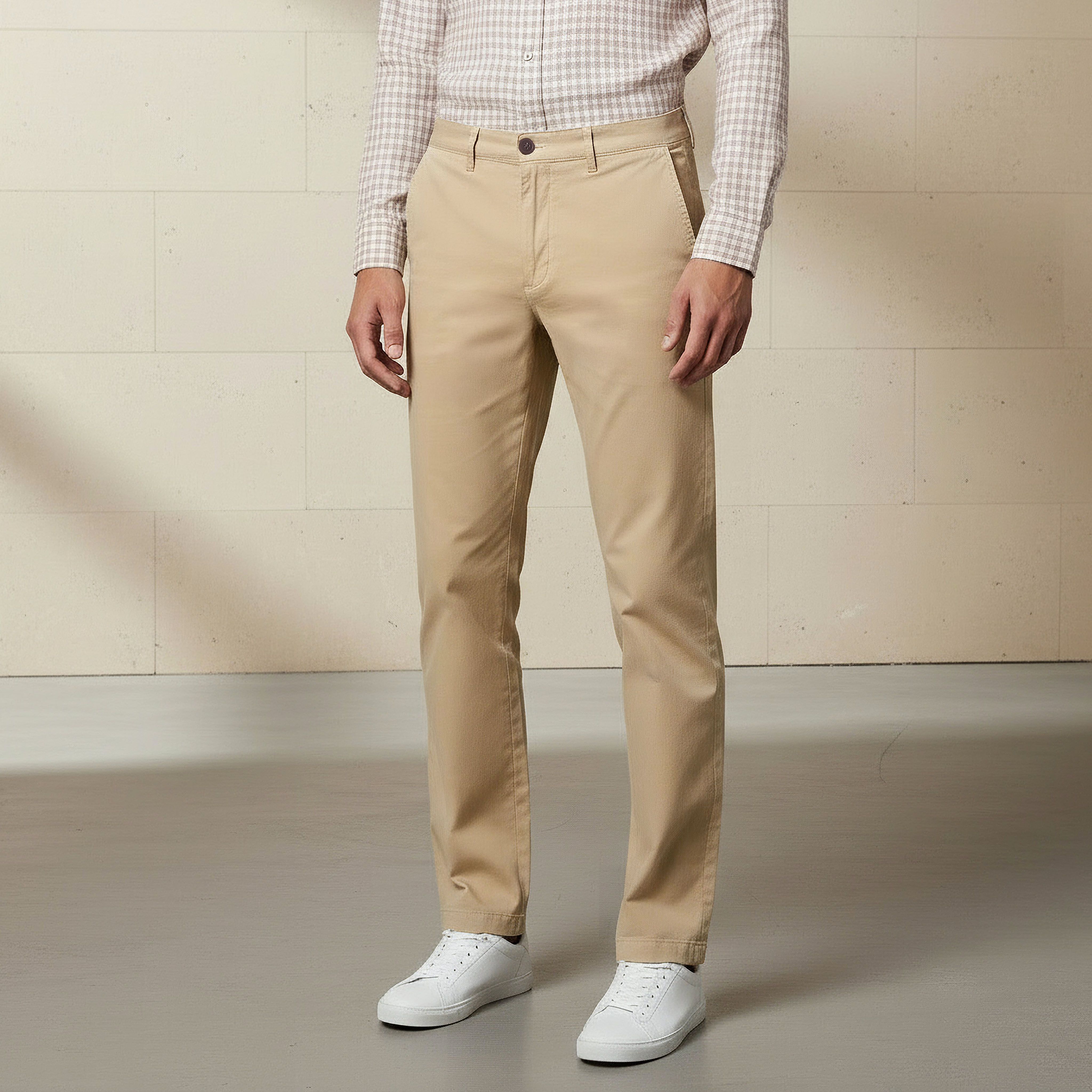 بنطلون تشينو قطن مطاطي بقصة سليم للرجال-men-clothing-bottoms-trousersandchinos-chinos-image-4