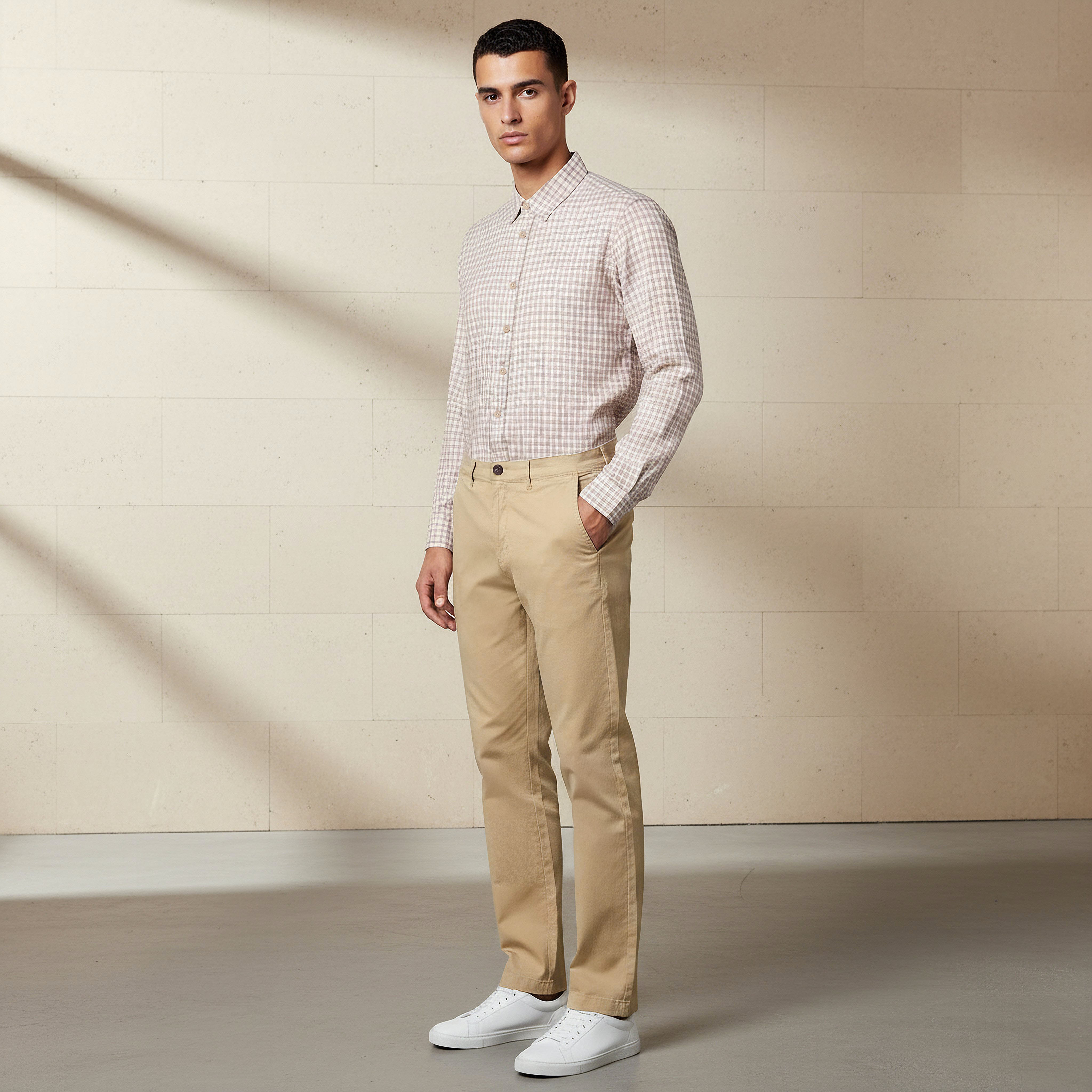 بنطلون تشينو قطن مطاطي بقصة سليم للرجال-men-clothing-bottoms-trousersandchinos-chinos-image-3