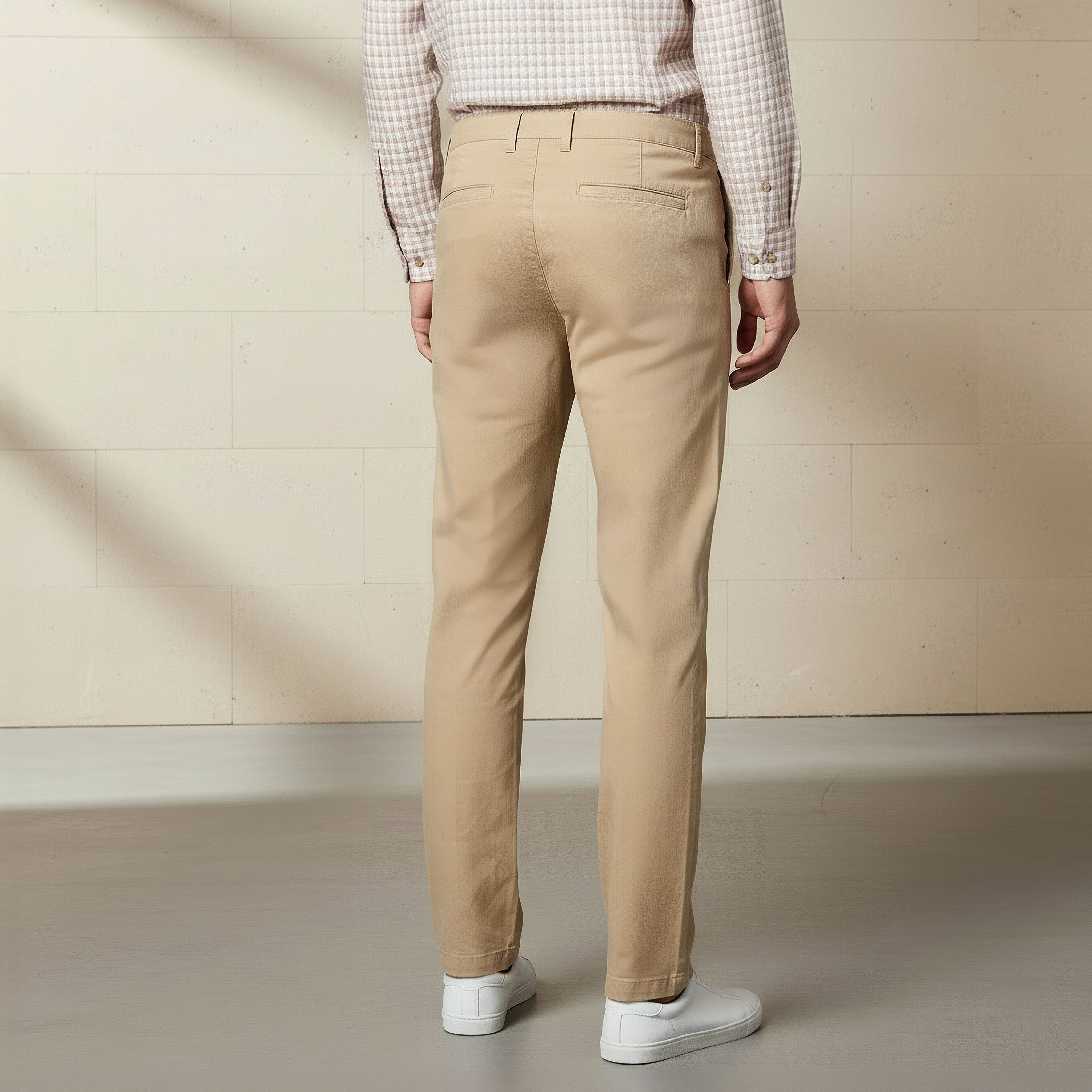 بنطلون تشينو قطن مطاطي بقصة سليم للرجال-men-clothing-bottoms-trousersandchinos-chinos-image-2