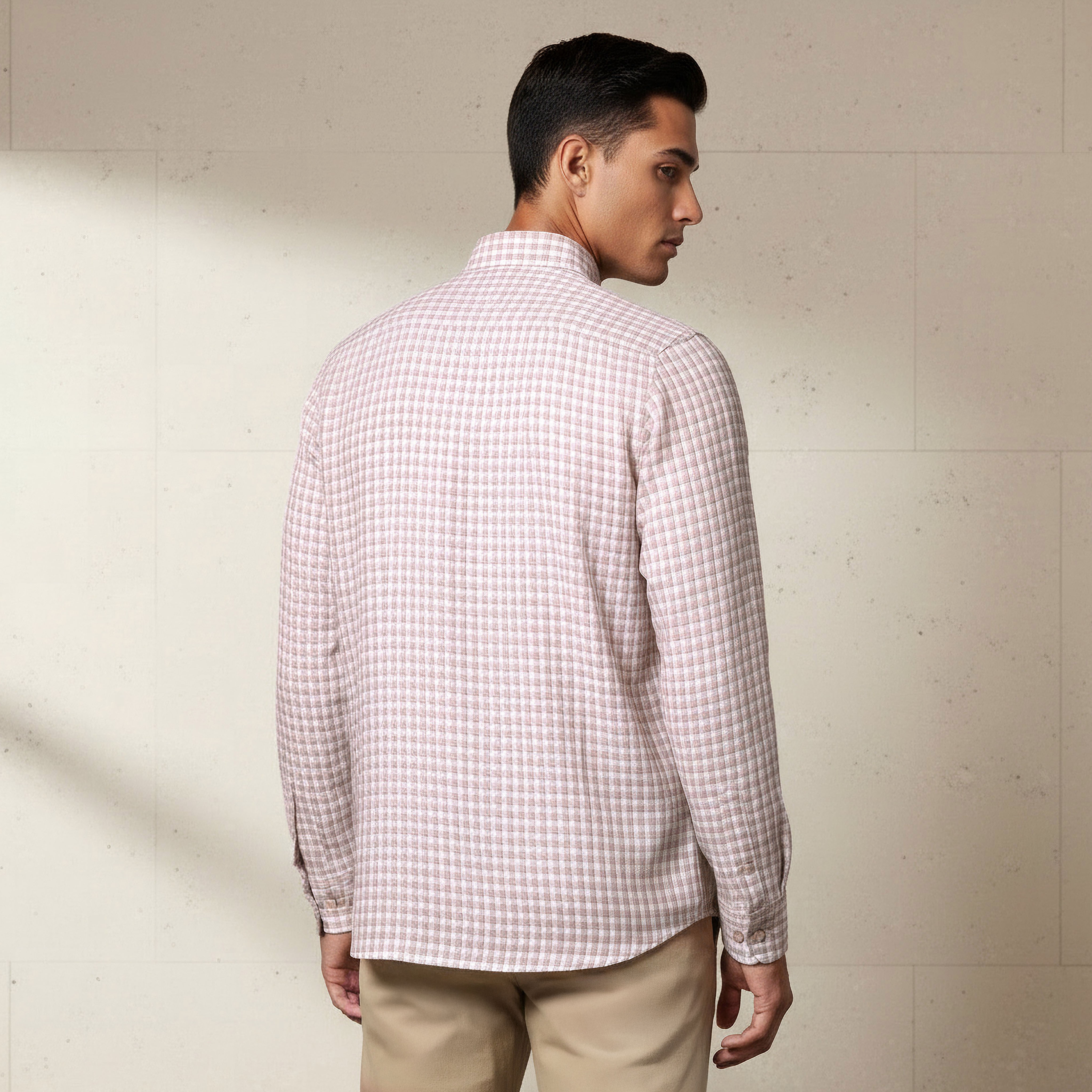 Men Regular Fit Collared Checked Long Sleeve Shirt-men-clothing-shirts-image-3
