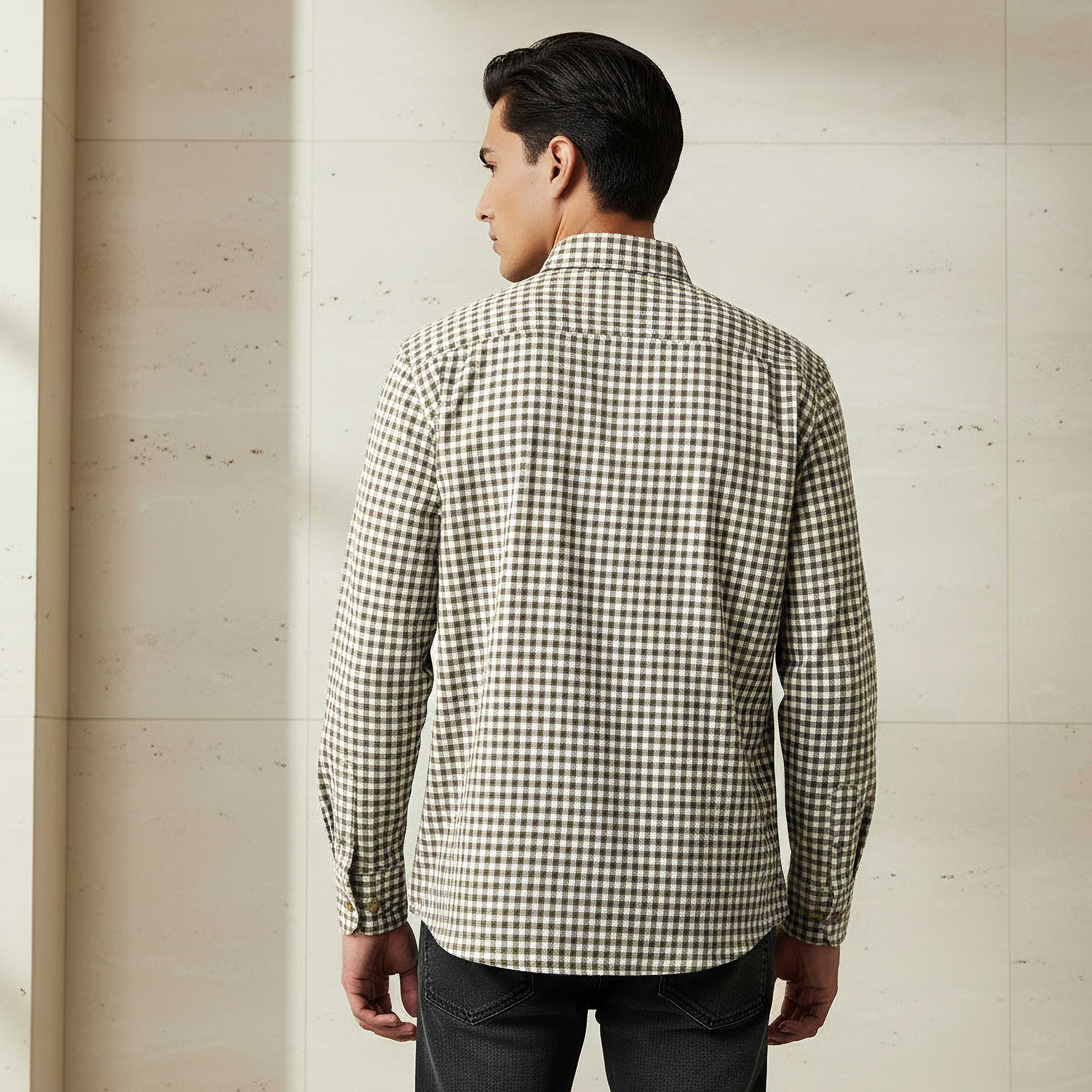 Men Regular Fit Collared Checked Long Sleeve Shirt-men-clothing-shirts-image-3