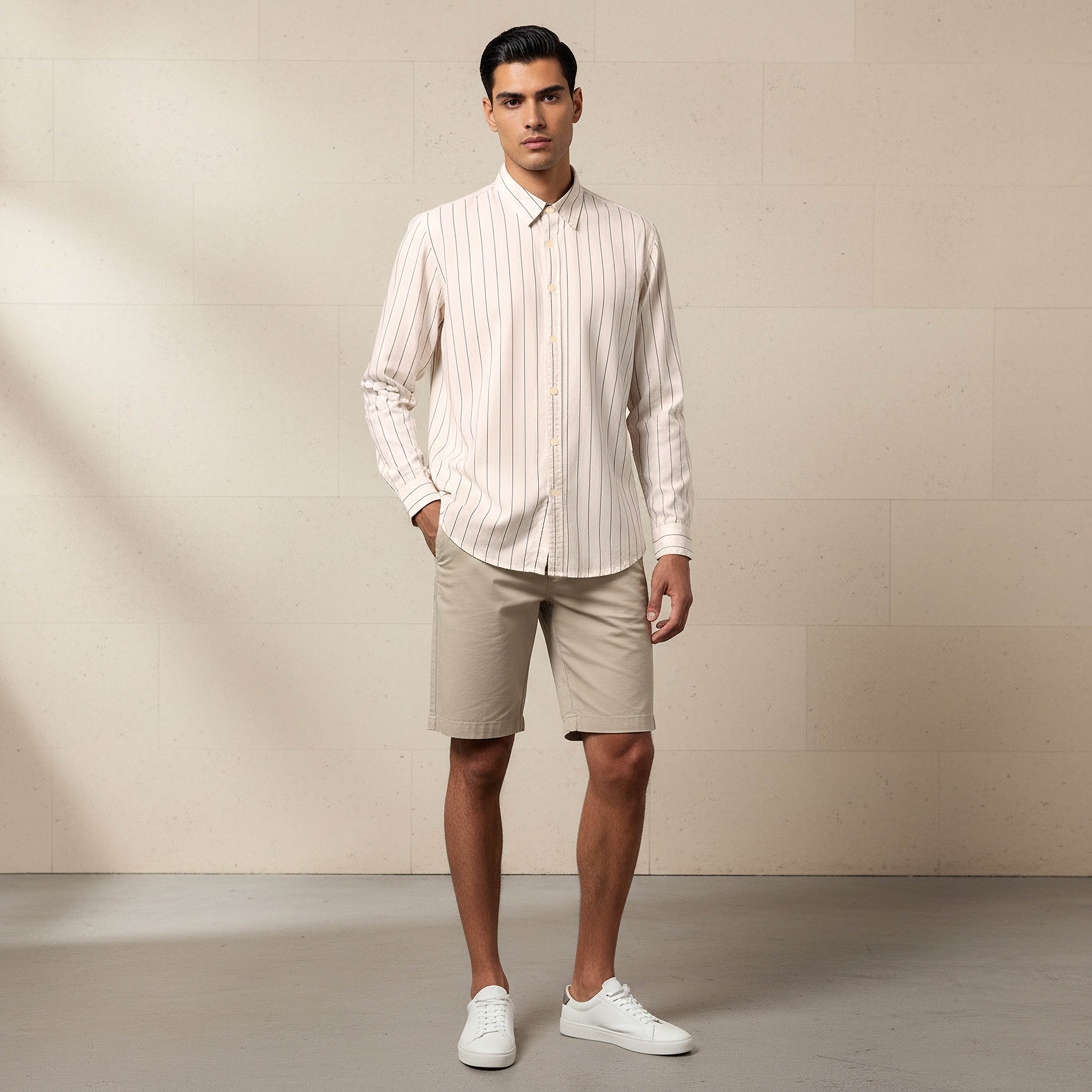 Men Regular Fit Collared Striped Long Sleeve Shirt-men-clothing-shirts-image-2