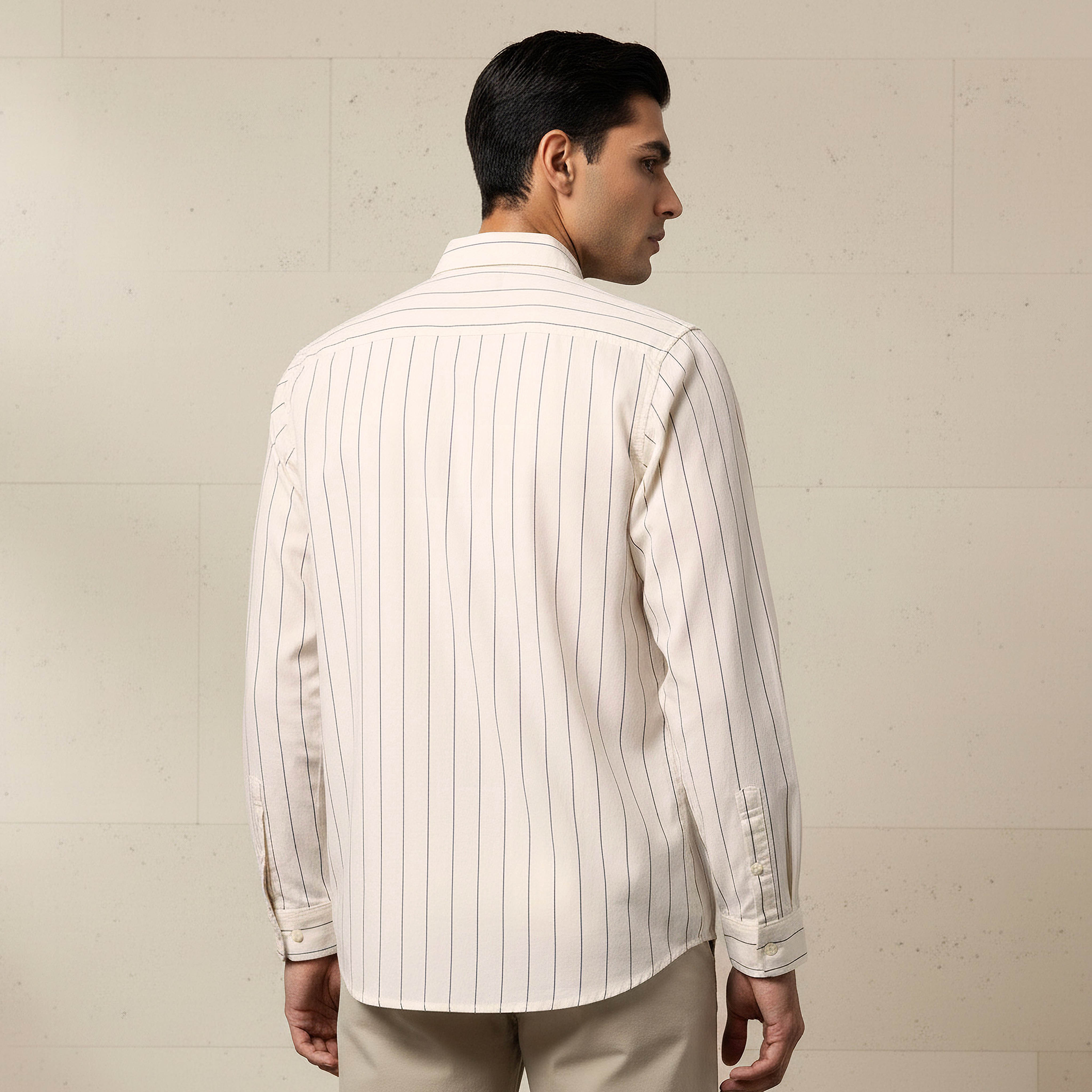 Men Regular Fit Collared Striped Long Sleeve Shirt-men-clothing-shirts-image-3