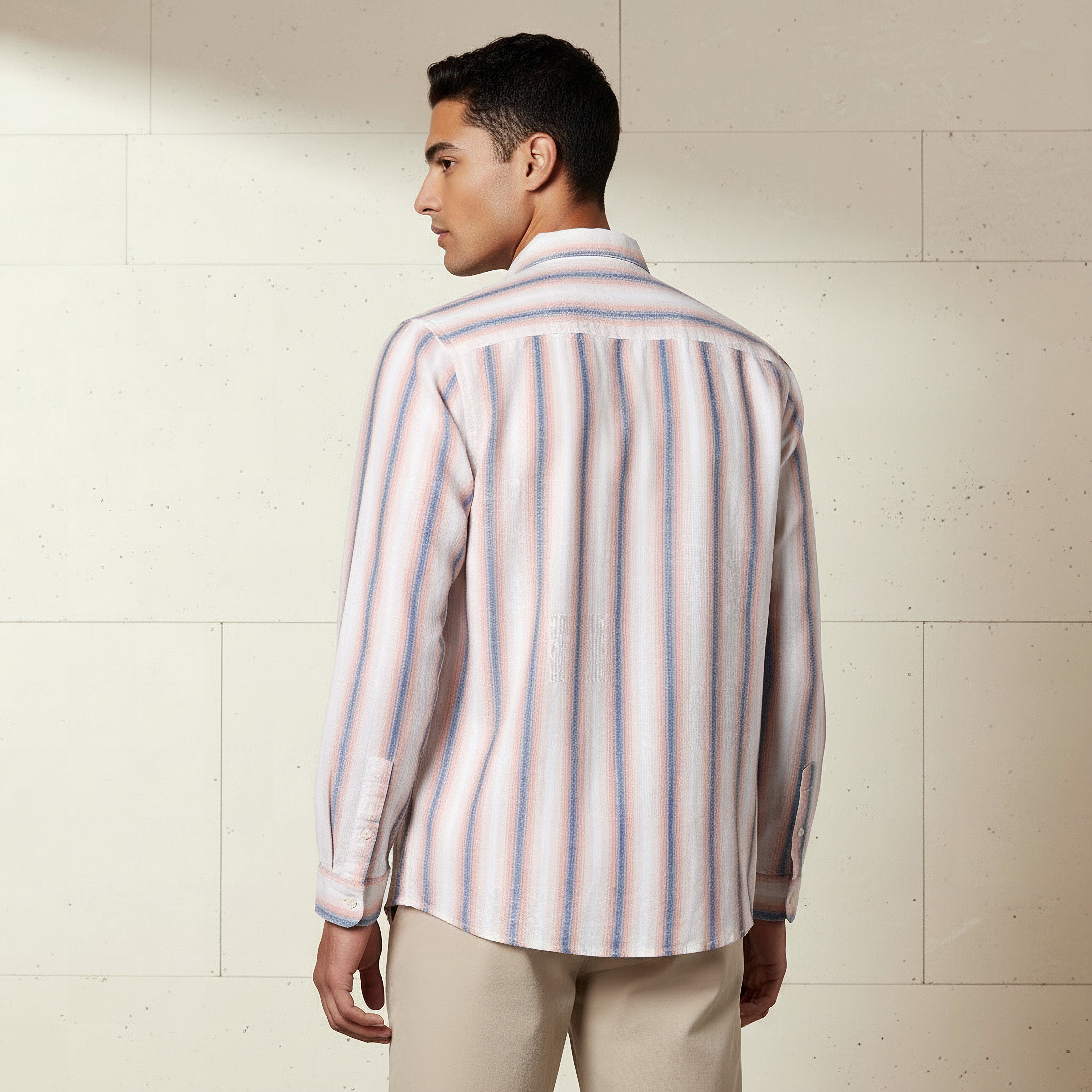 Men Regular Fit Collared Striped Long Sleeve Shirt-men-clothing-shirts-image-3