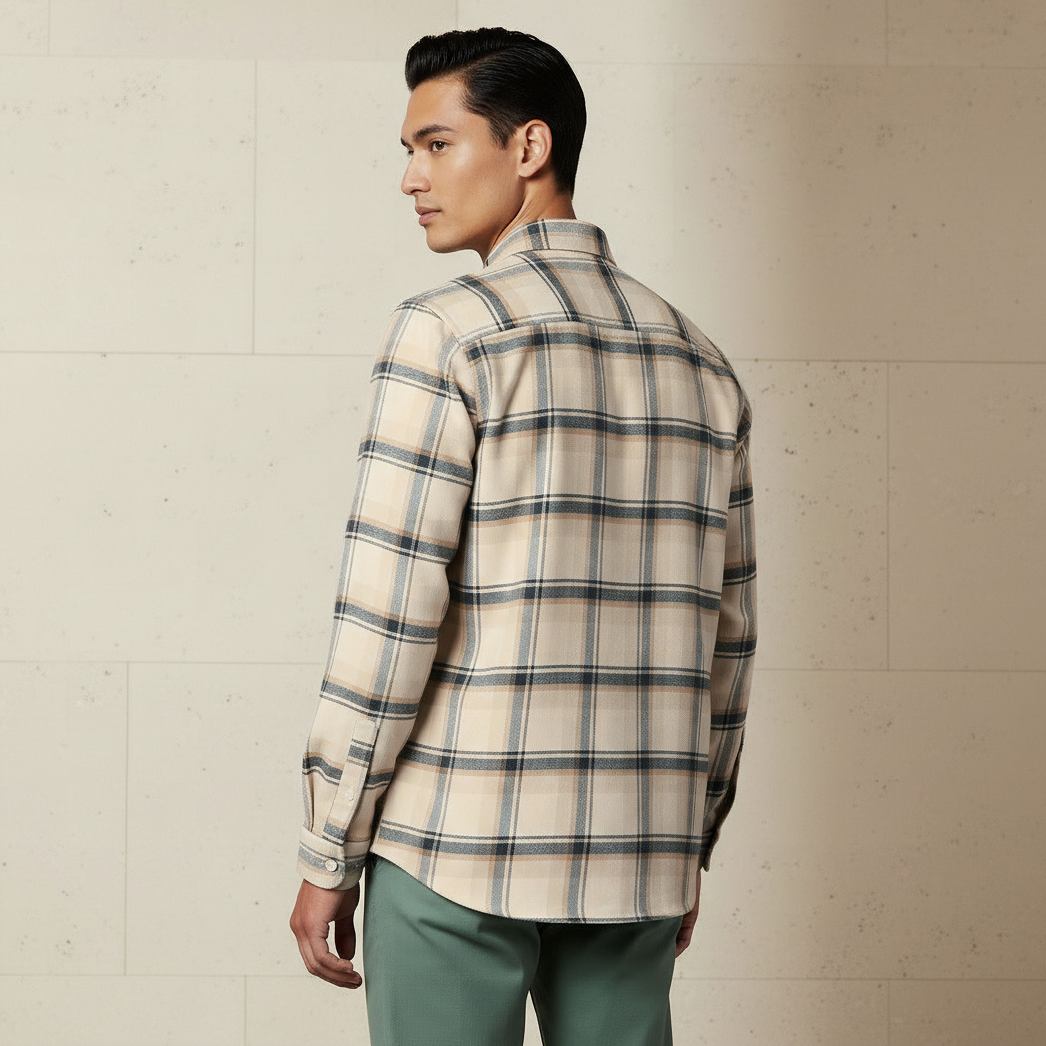 قميص مربعات بقصة عادية وياقة وأكمام طويلة للرجال-men-clothing-shirts-image-3