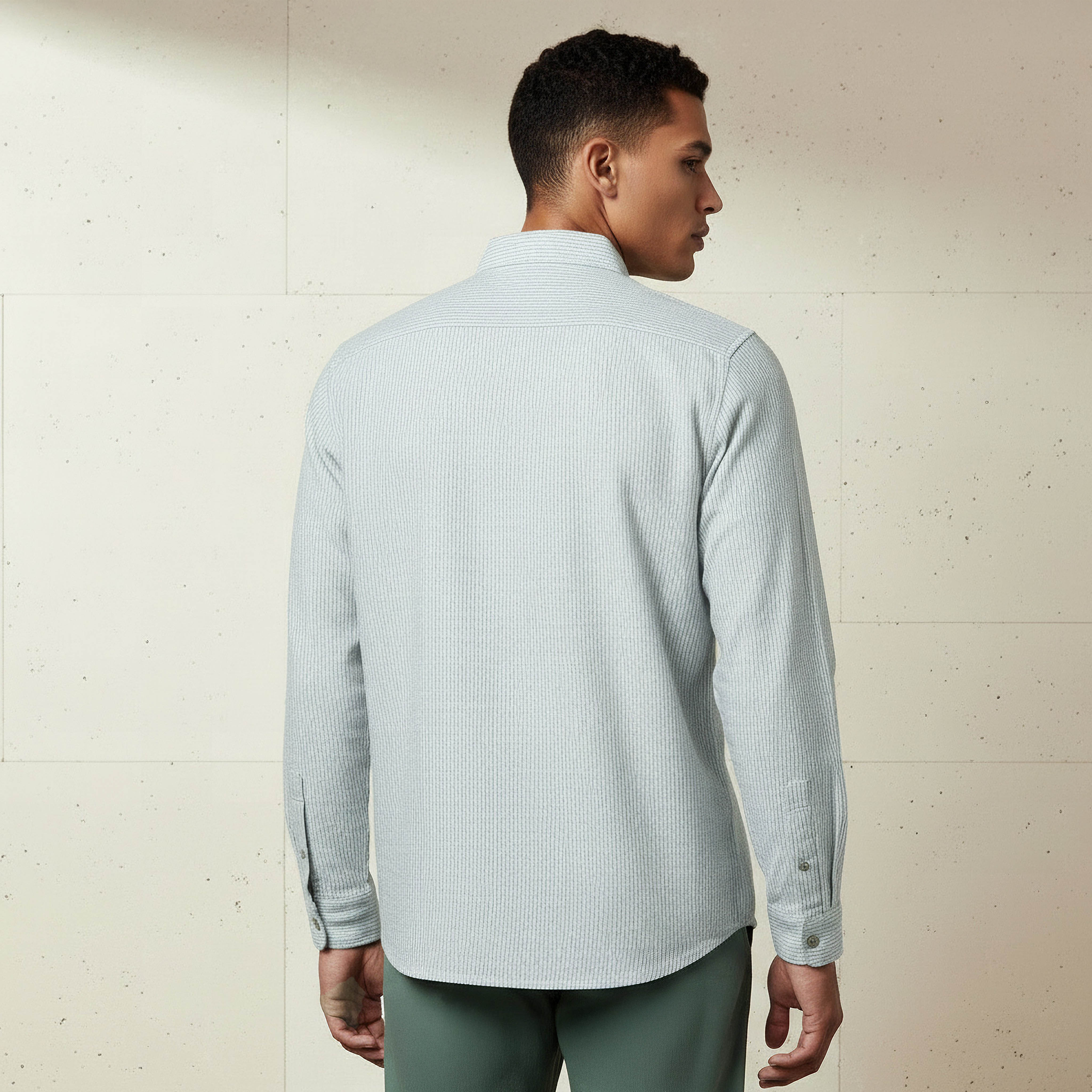 Men Regular Fit Collared Striped Long Sleeve Linen Blend Shirt-men-clothing-shirts-image-4