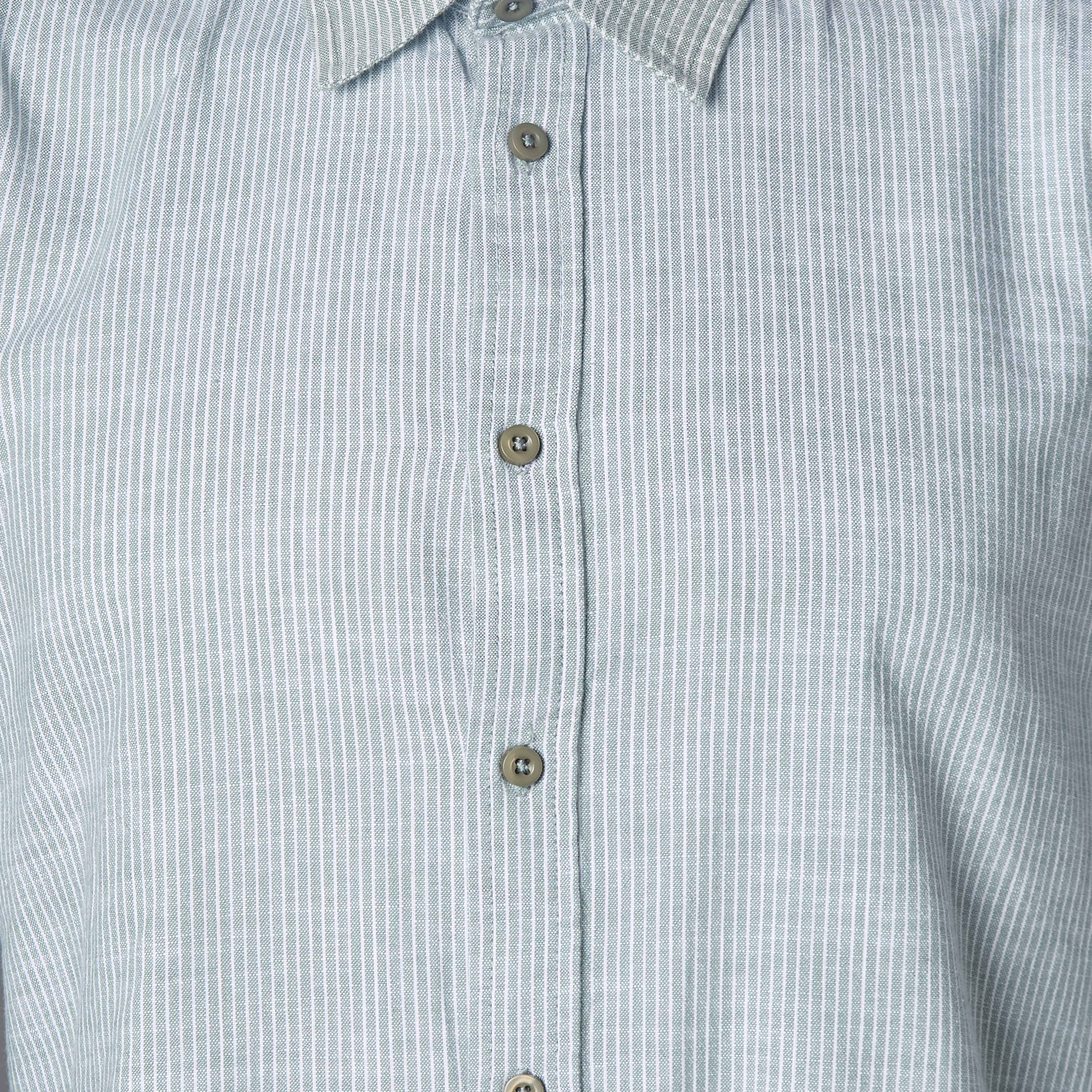 Men Regular Fit Collared Striped Long Sleeve Linen Blend Shirt-men-clothing-shirts-image-2