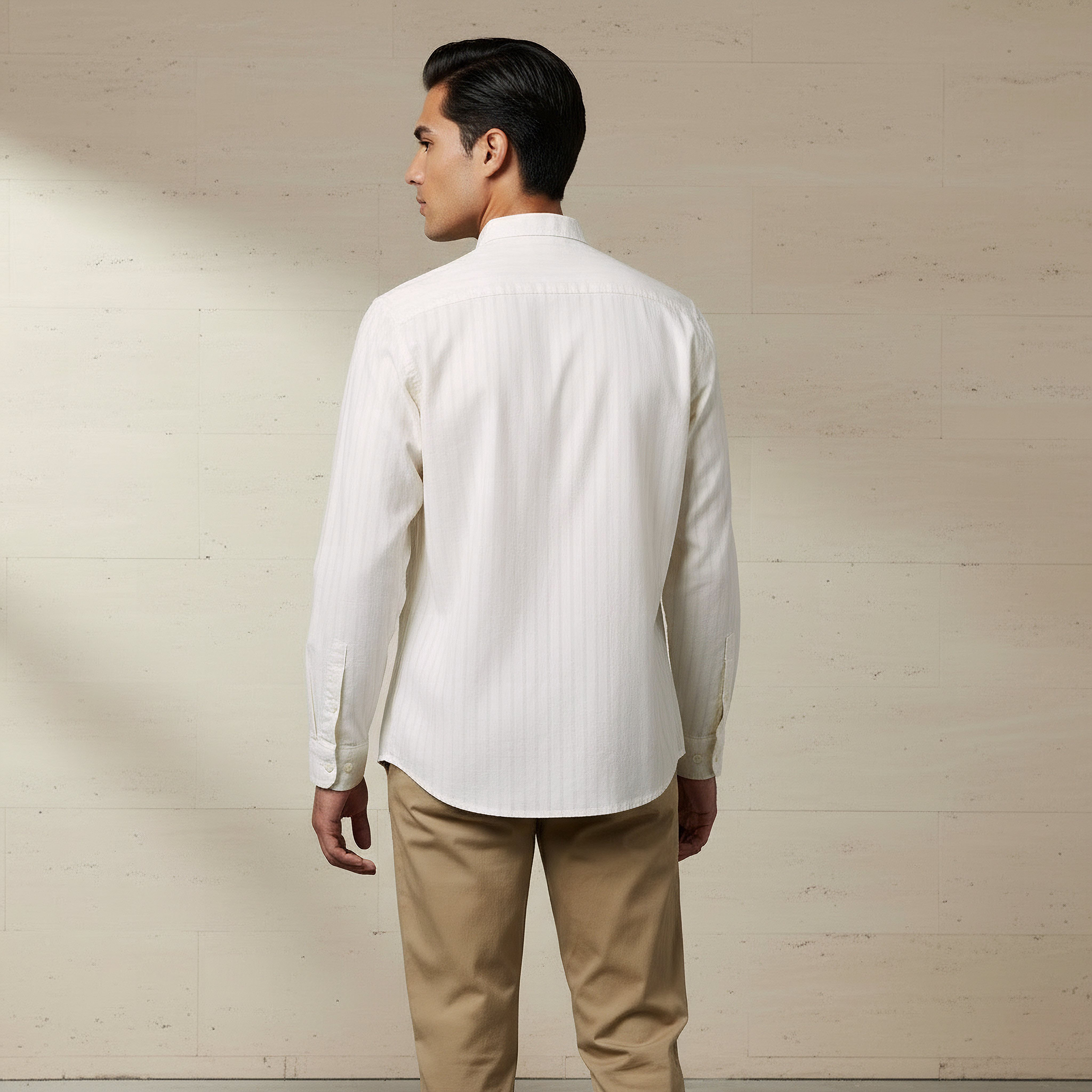 Men Regular Fit Collared Striped Long Sleeve Linen Blend Shirt-men-clothing-shirts-image-4