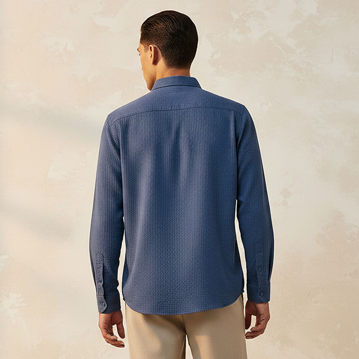 Men Regular Fit Collared Striped Long Sleeve Linen Blend Shirt-men-clothing-shirts-image-4