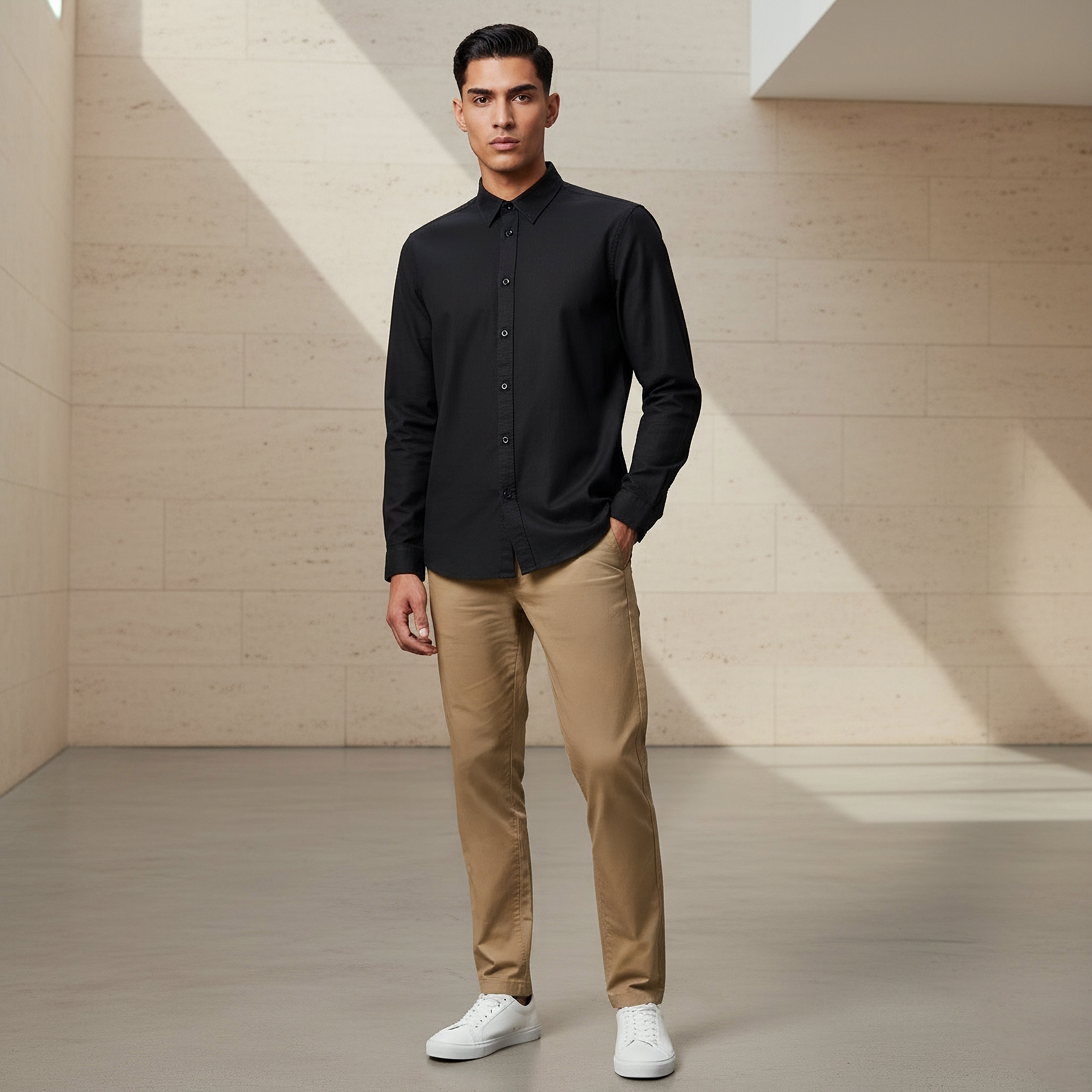 Men Regular Fit Collared Long Sleeve Shirt-men-clothing-shirts-image-2