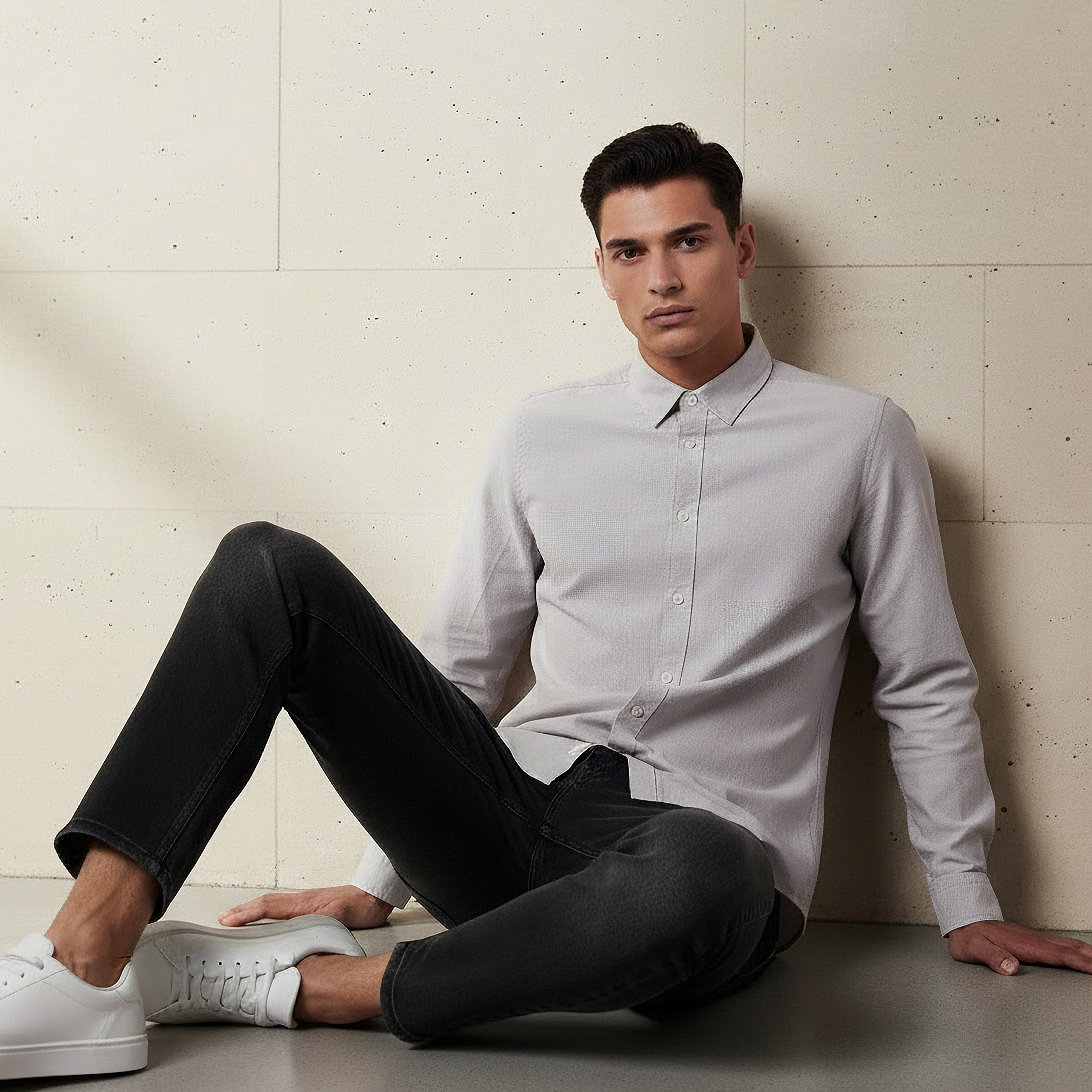 Men Regular Fit Collared Long Sleeve Shirt-men-clothing-shirts-image-2