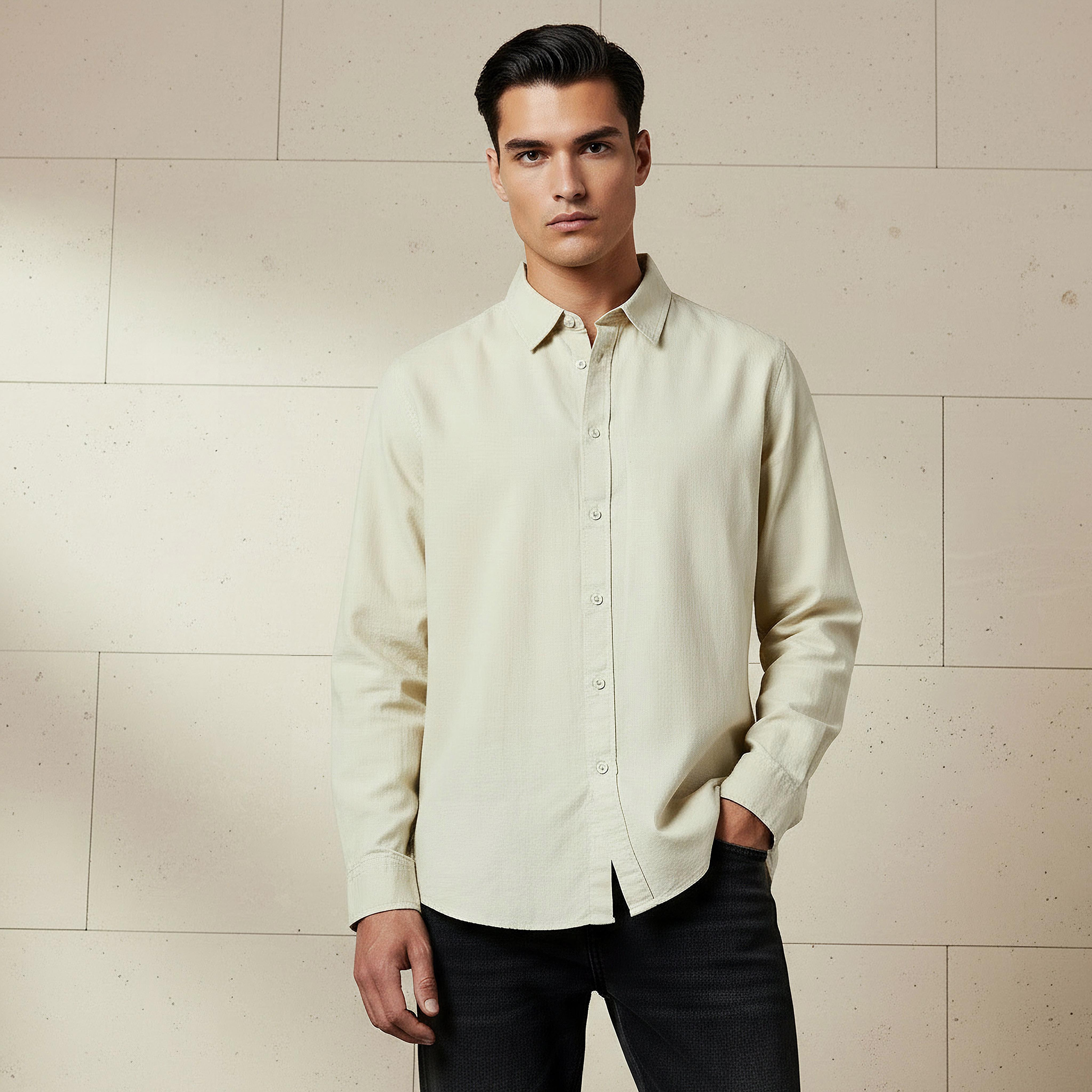 Men Regular Fit Collared Long Sleeve Shirt-men-clothing-shirts-image-1