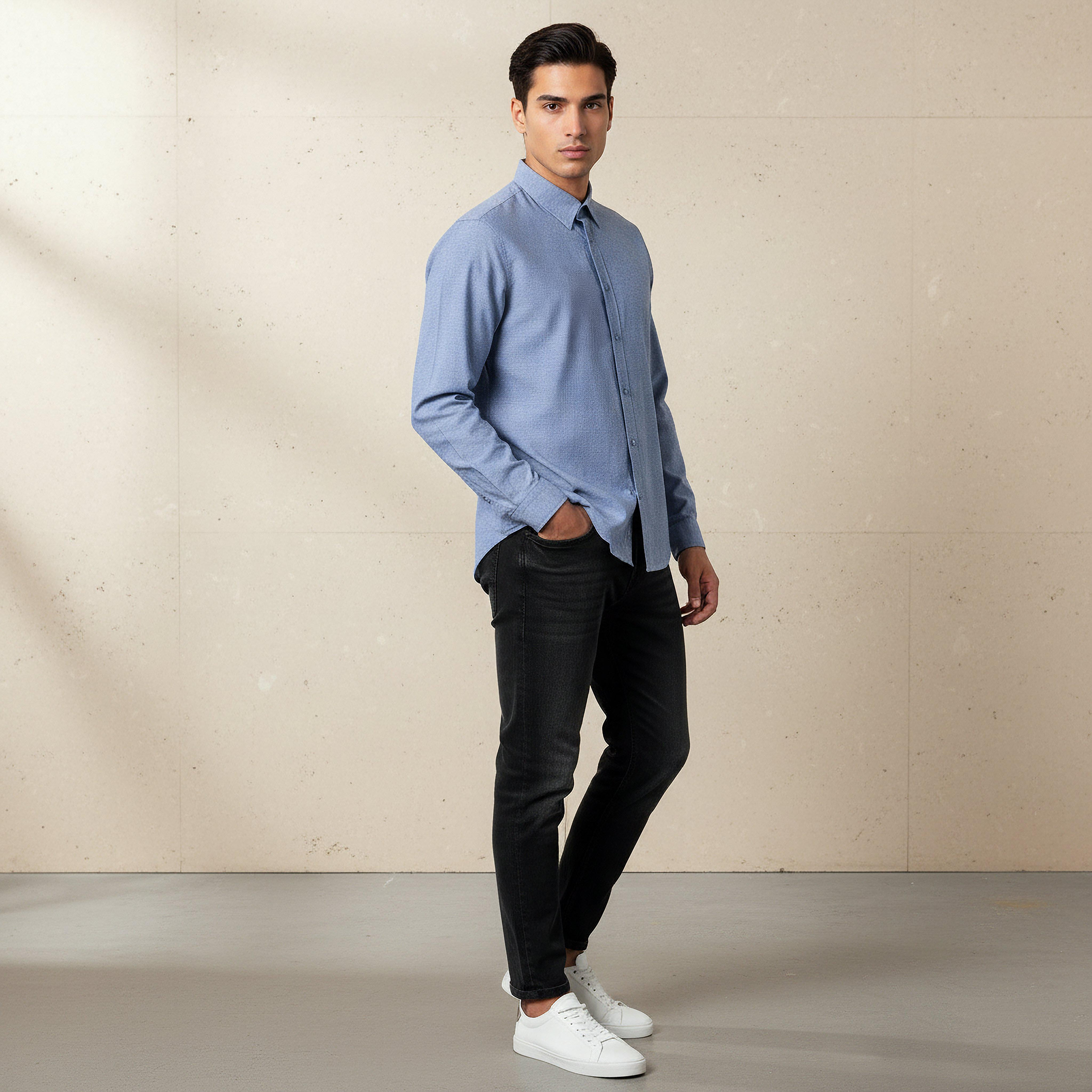 Men Regular Fit Collared Long Sleeve Shirt-men-clothing-shirts-image-2