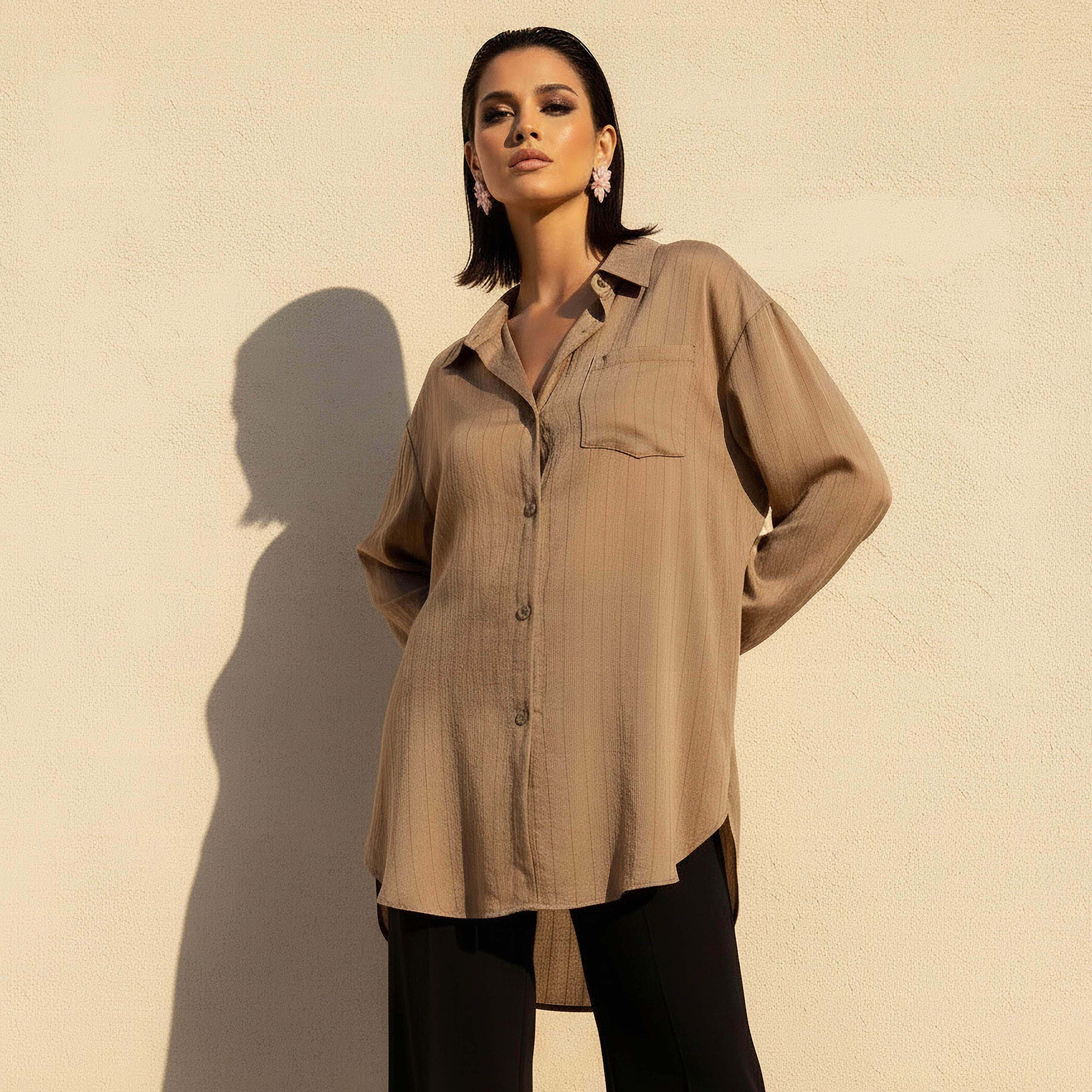 Long Line High Low Stripes Shirt-women-clothing-shirtsandblouses-shirts-image-1