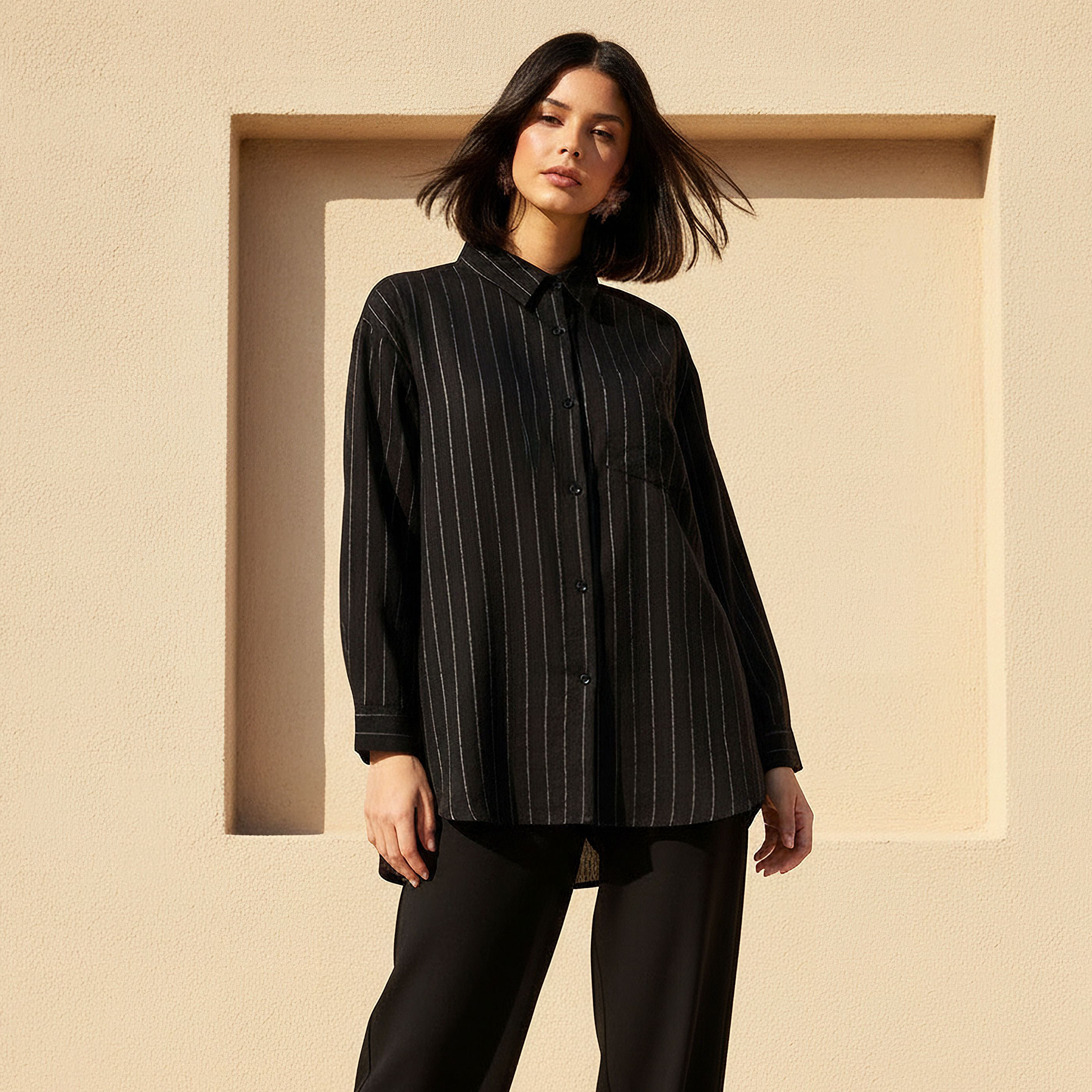 Long Line High Low Stripes Shirt-women-clothing-shirtsandblouses-shirts-image-1