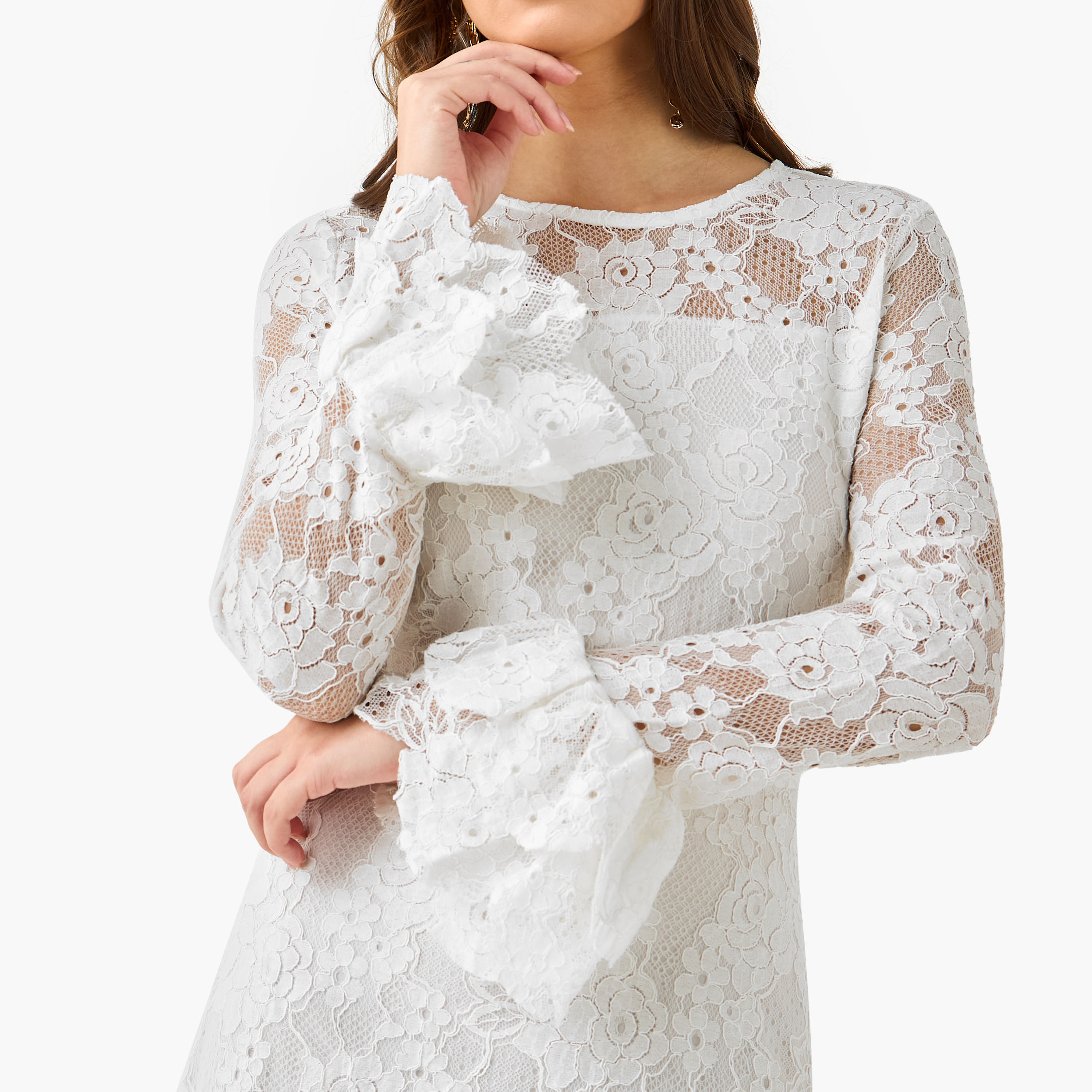 Lace Women Dress with Bell Sleeves-women-clothing-dresses-image-2