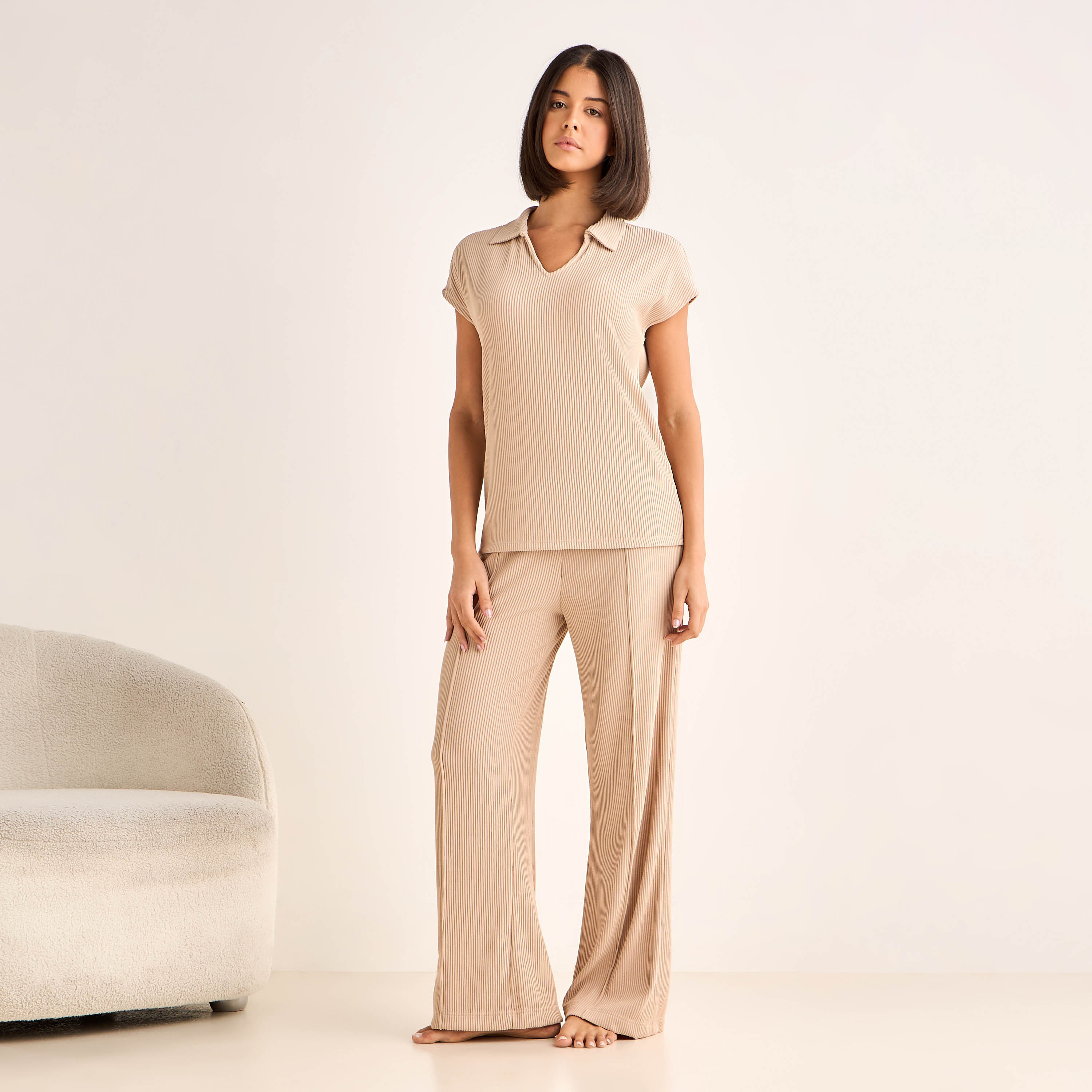 Textured Knit Top and Bottom Co-ord set-women-clothing-coordsets-image-2
