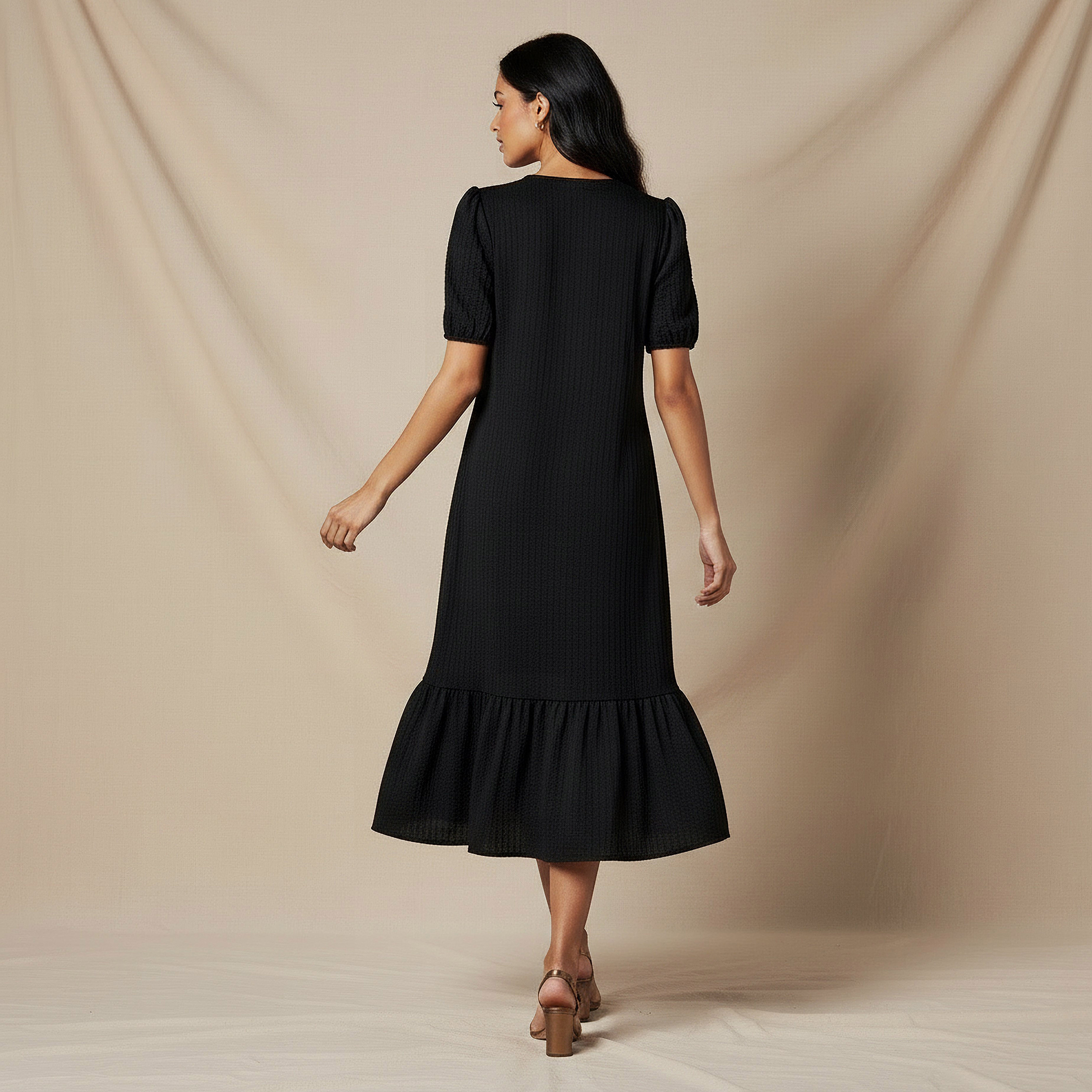 Textured Midi Shirt Dress with Puff Sleeves-PROMO_SP_SA_BUNDLE_2FOR159_180925-image-3