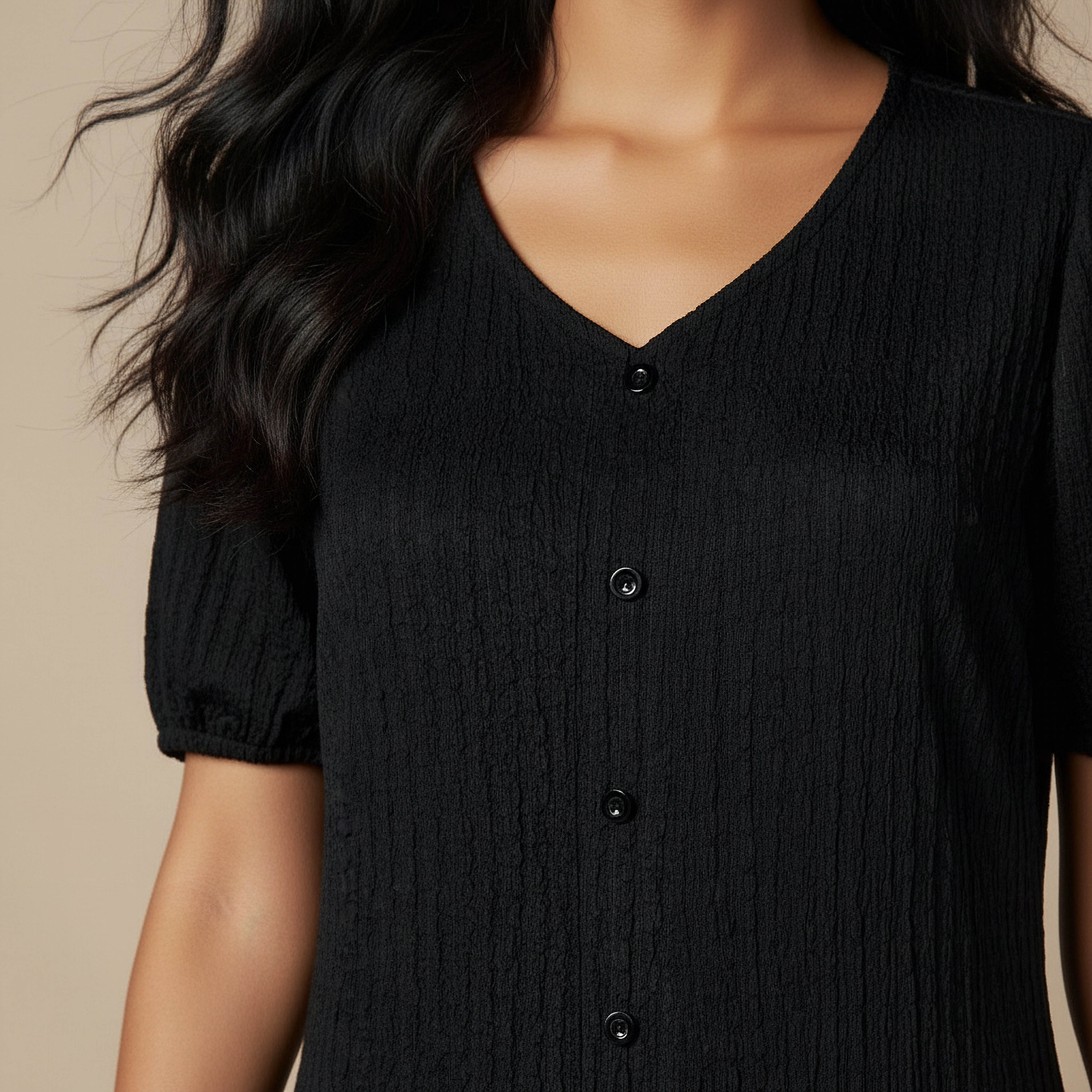 Textured Midi Shirt Dress with Puff Sleeves-PROMO_SP_SA_BUNDLE_2FOR159_180925-image-4
