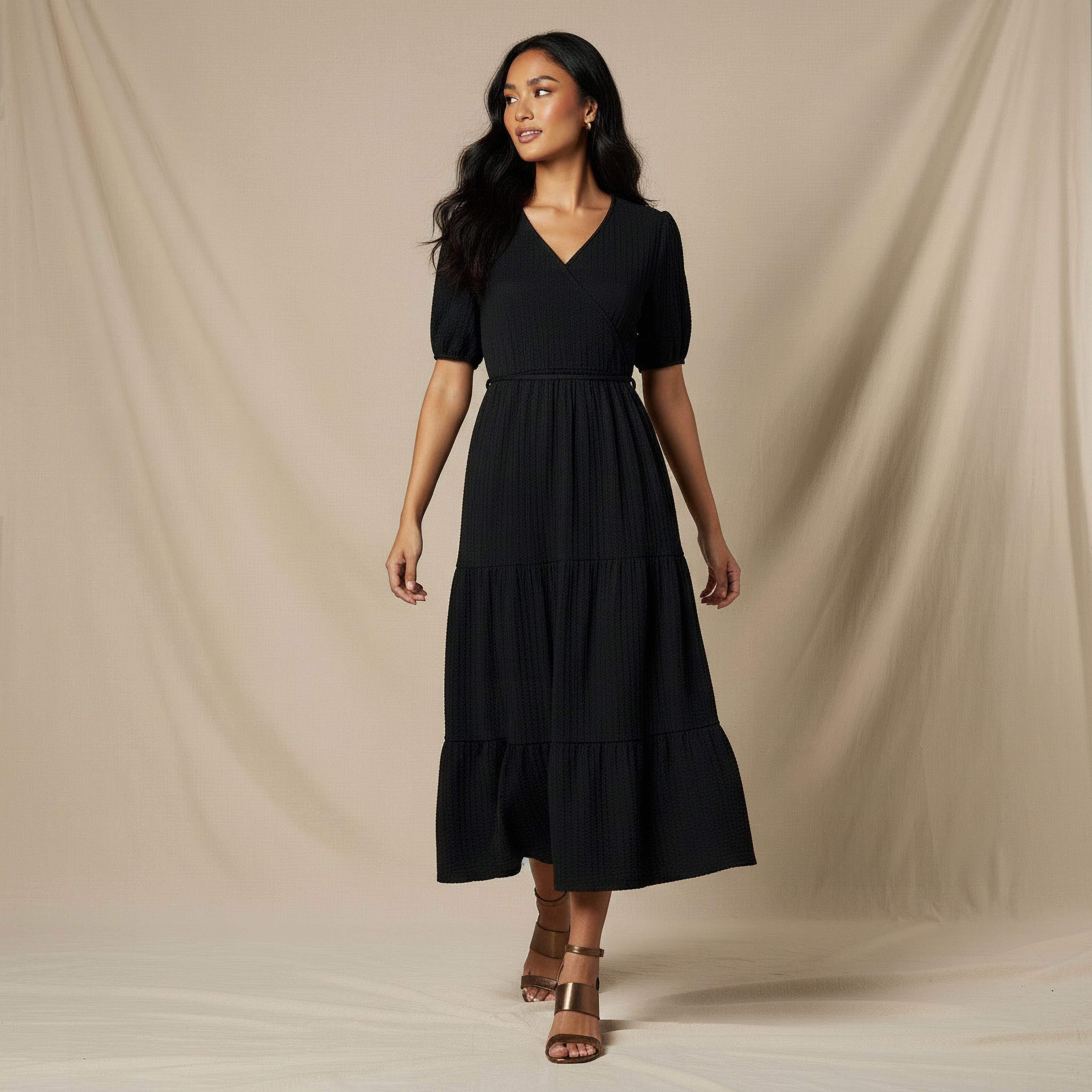 Midi Textured Tiered Dress with Short Puff Sleeves-PROMO_SP_BH_BUNDLE_2FOR16_050226-image-5