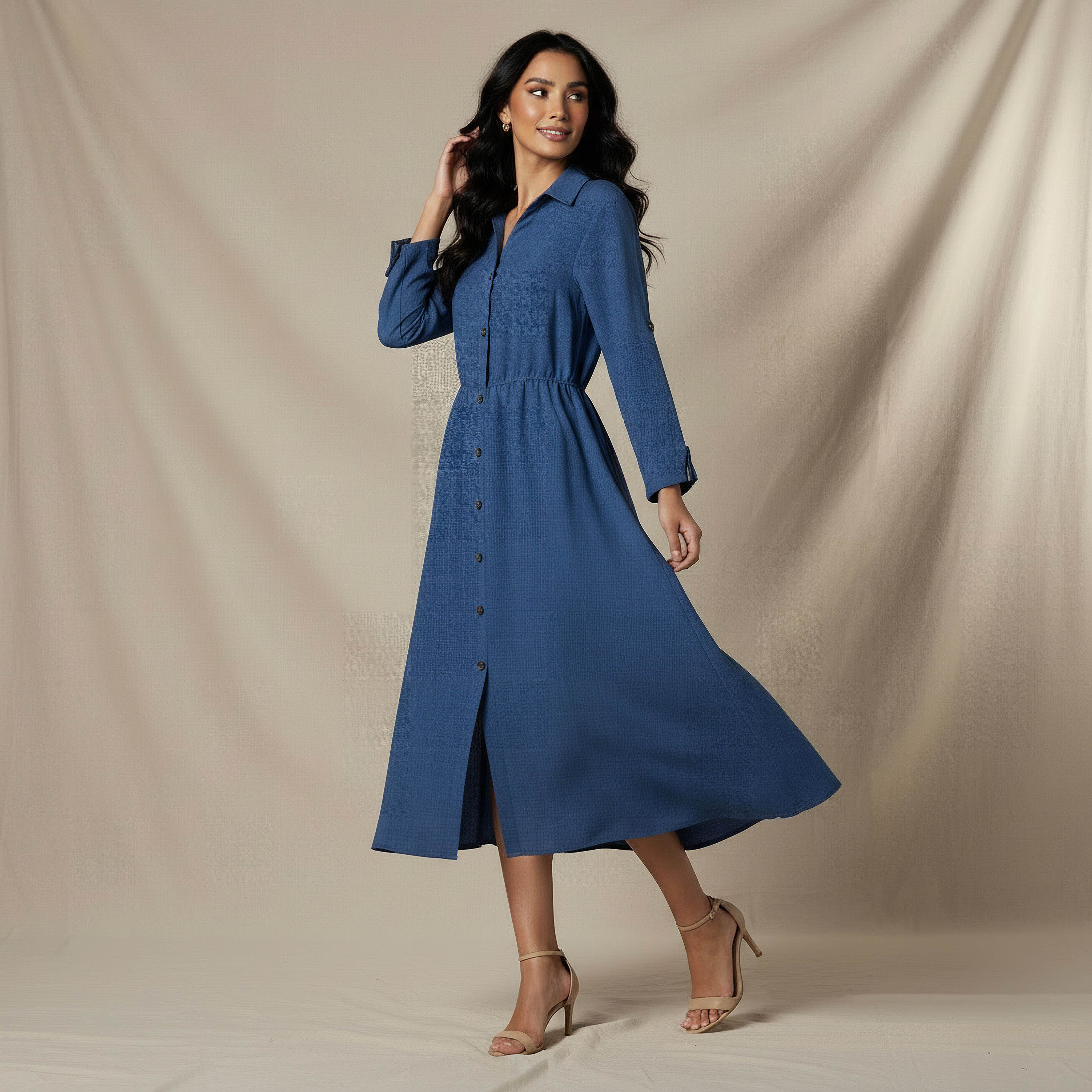 Midi Linen Shirt Dress with 3/4 Sleeves-PROMO_SP_BH_BUNDLE_2FOR18_180925-image-2