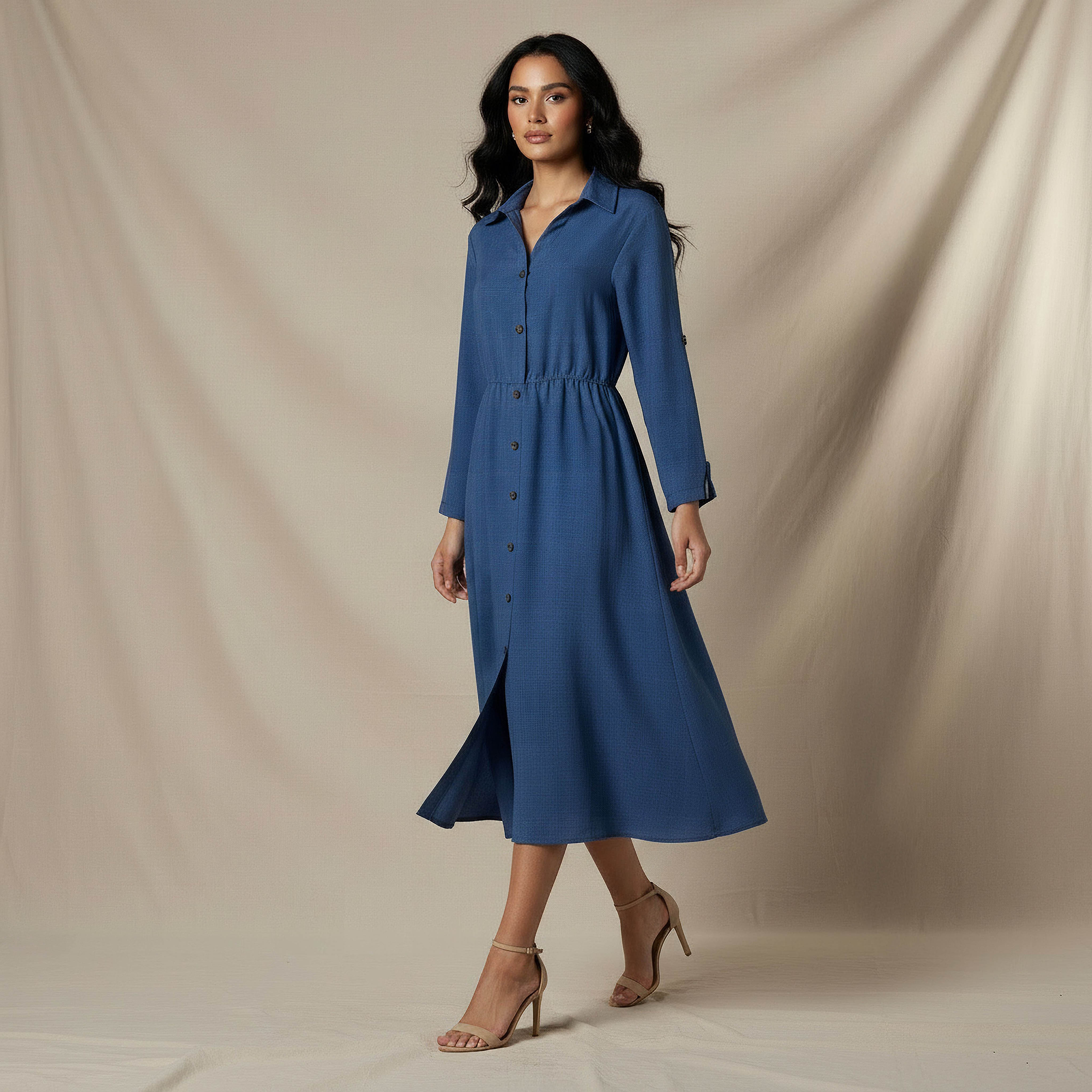 Midi Linen Shirt Dress with 3/4 Sleeves-PROMO_SP_BH_BUNDLE_2FOR18_180925-image-5