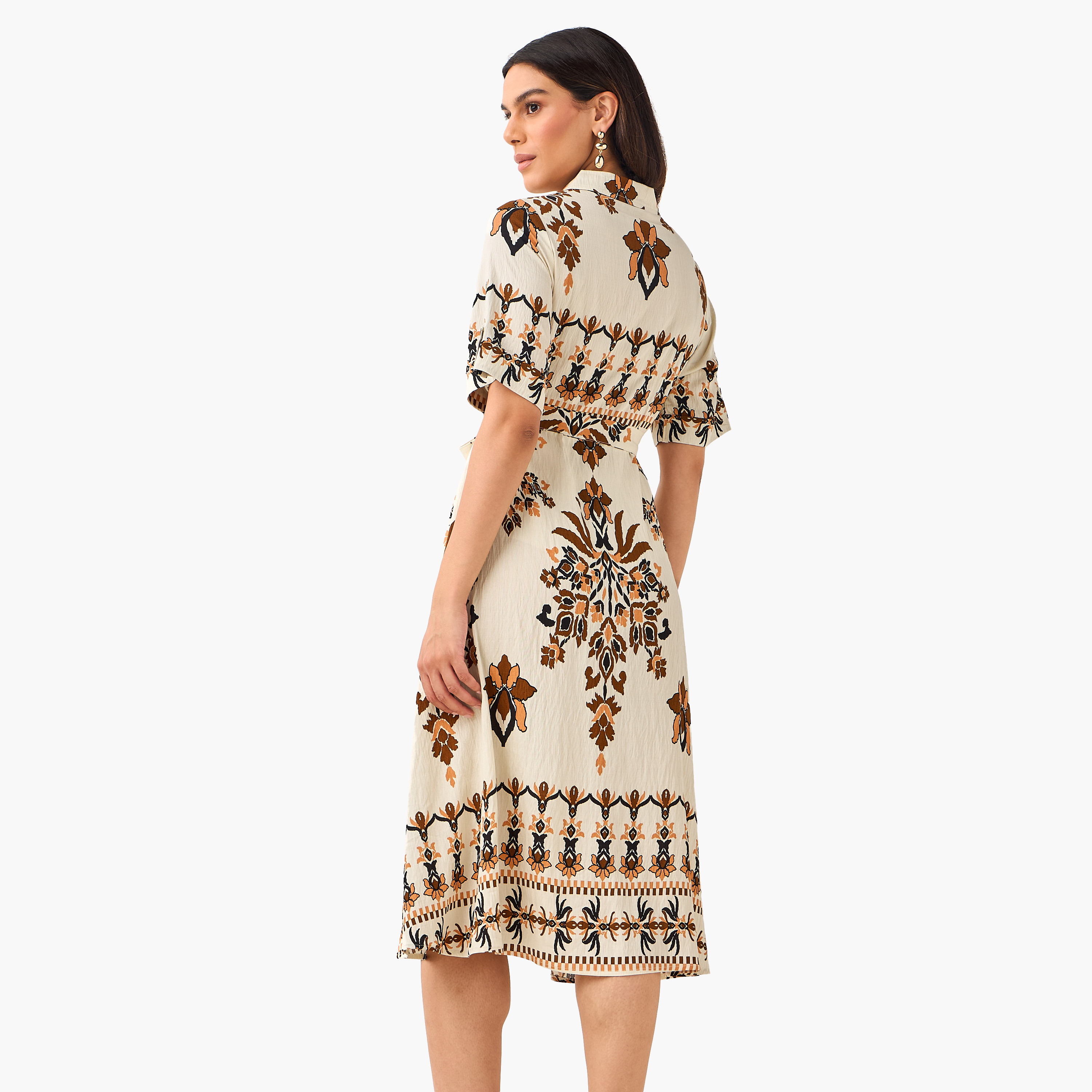 Belted Midi Shirt Dress with Printed Design-women-clothing-dresses-image-4