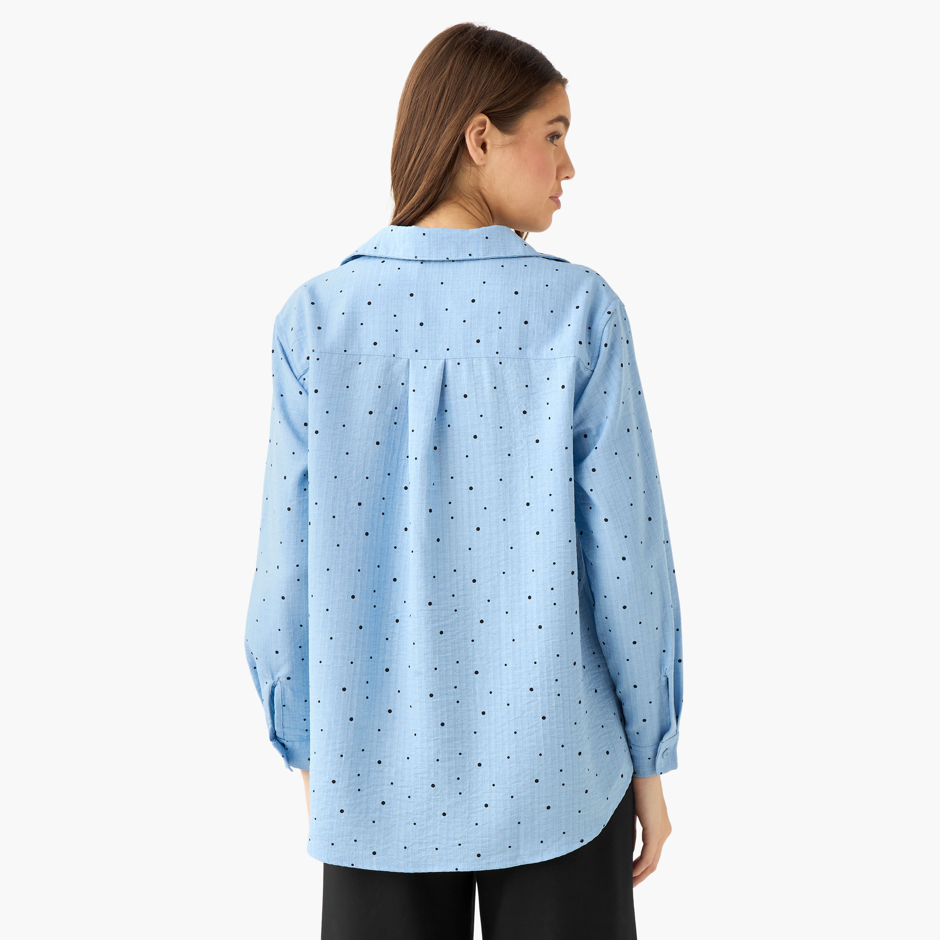 Shirt with Polka Dot Print and High-Low Hem-women-clothing-shirtsandblouses-shirts-image-3