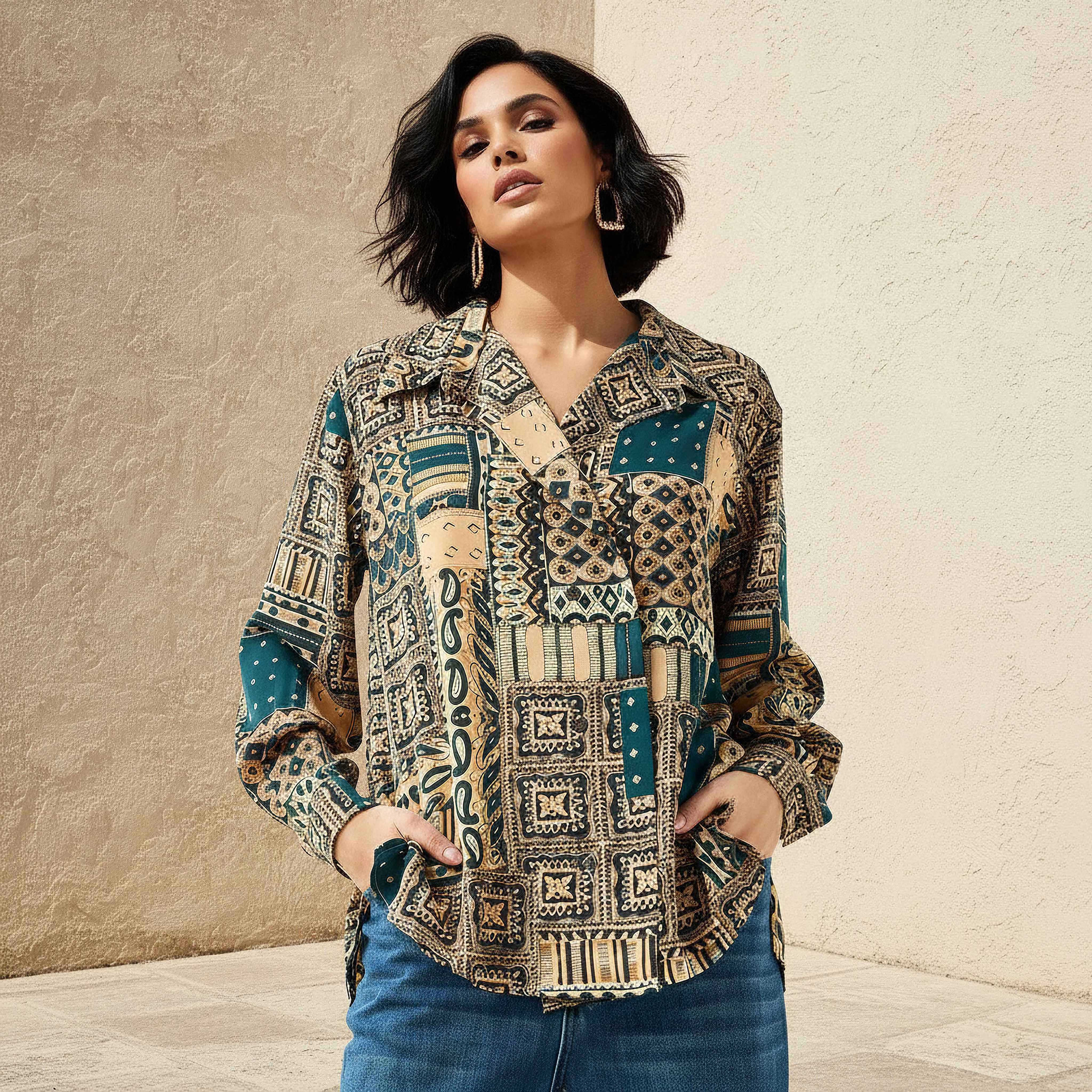 قميص بحافة غير متساوية وطبعات بيزلي-women-clothing-shirtsandblouses-shirts-image-1