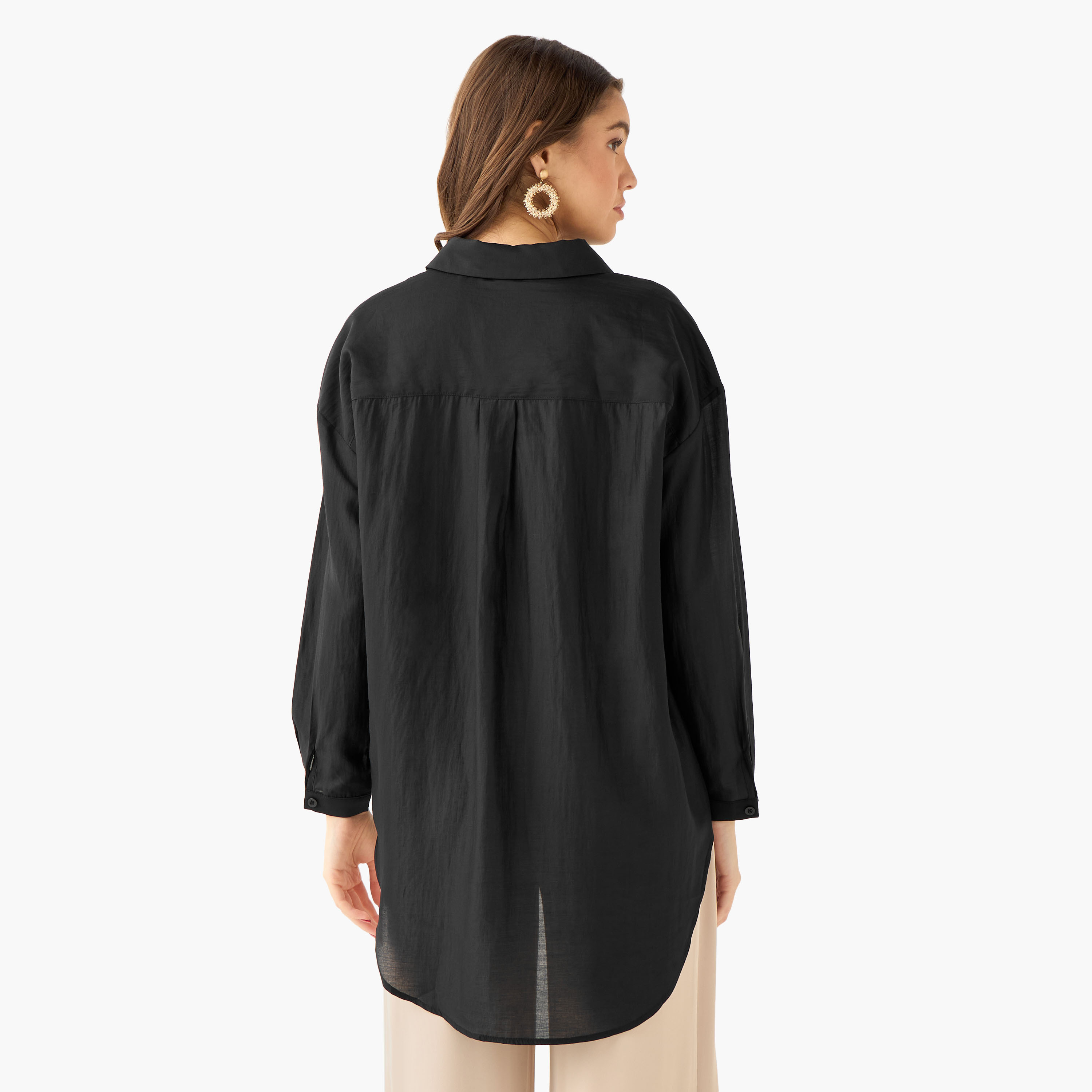قميص بوصلة أزرار مخفية وطول غير متساوي-women-clothing-shirtsandblouses-shirts-image-4