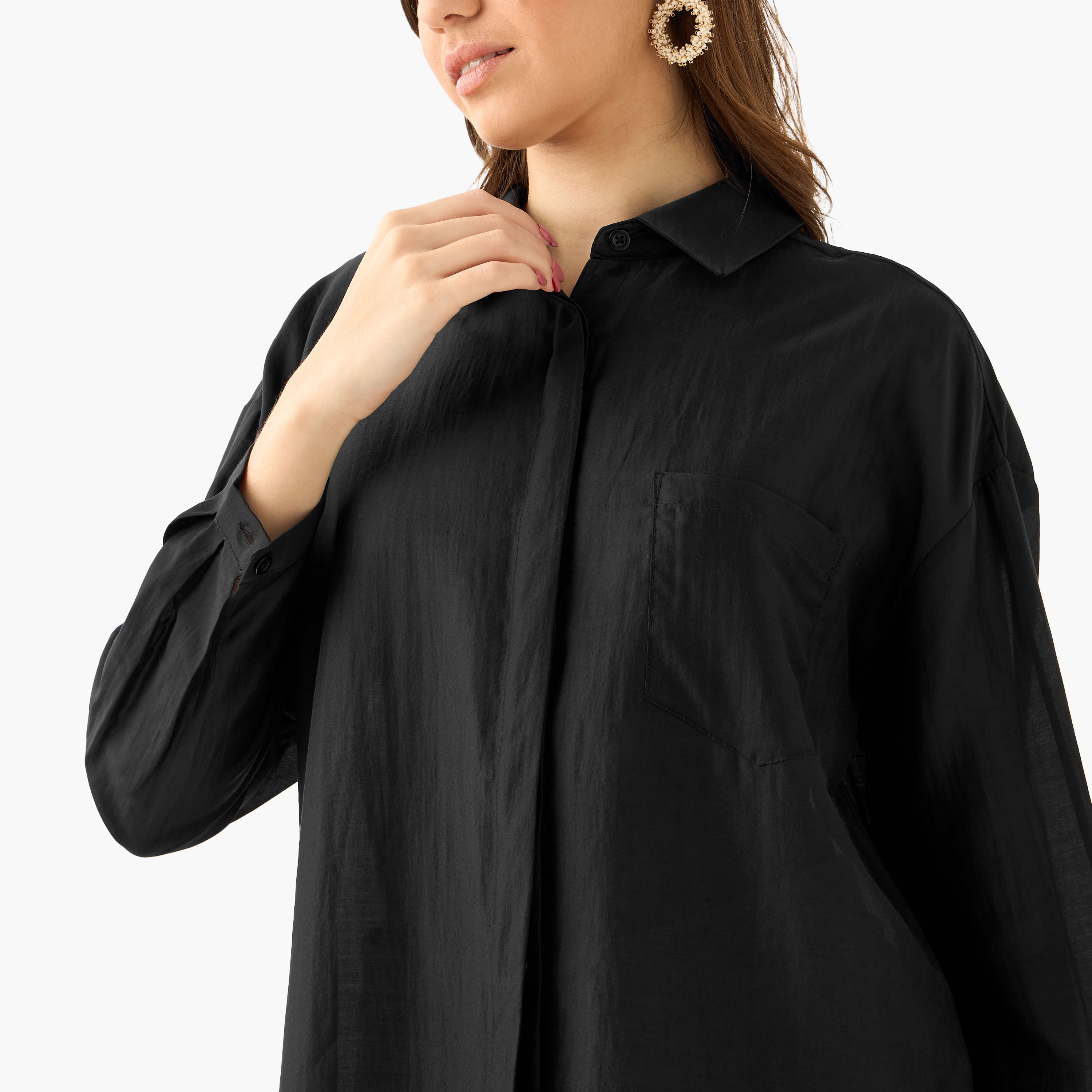 قميص بوصلة أزرار مخفية وطول غير متساوي-women-clothing-shirtsandblouses-shirts-image-5