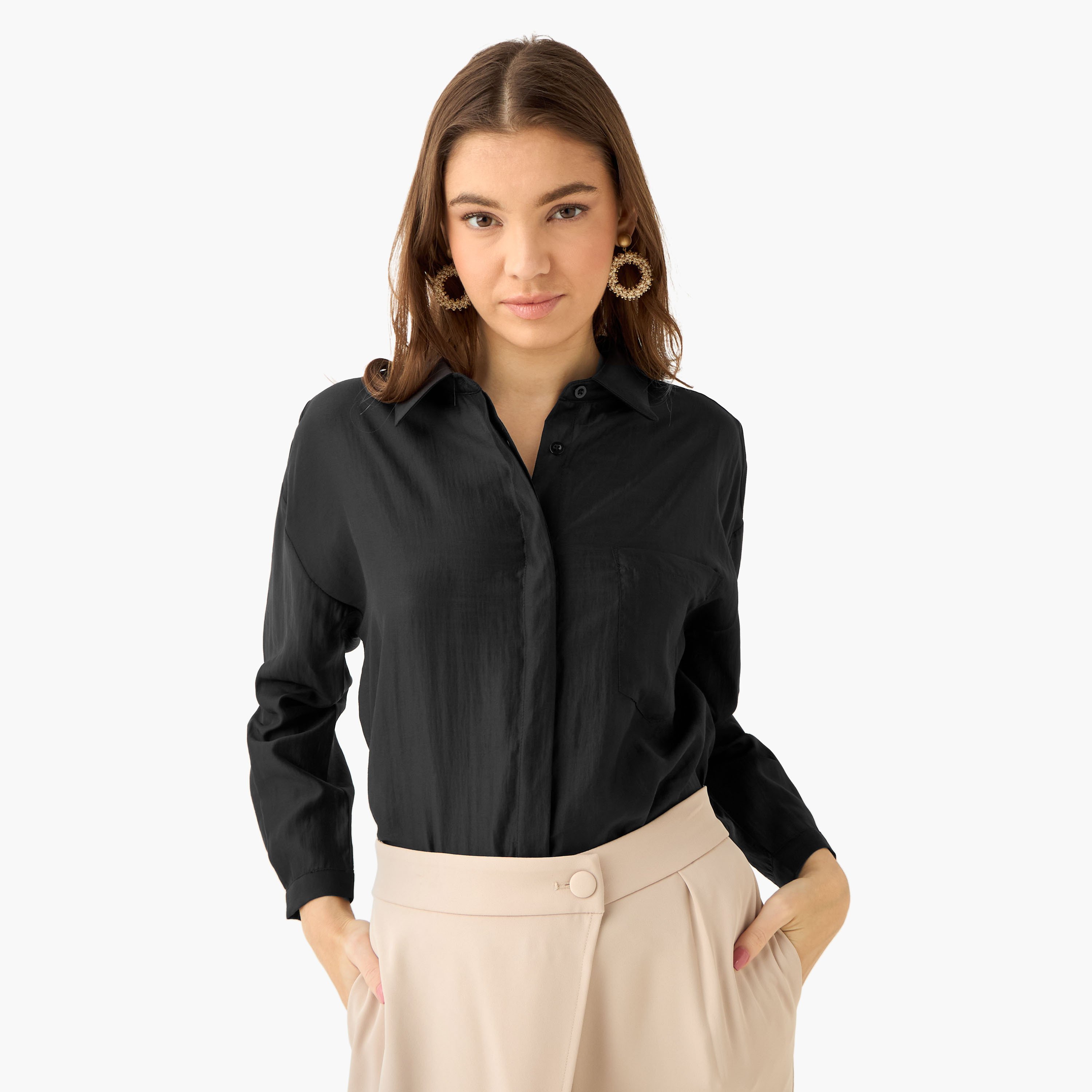 قميص بوصلة أزرار مخفية وطول غير متساوي-women-clothing-shirtsandblouses-shirts-image-7