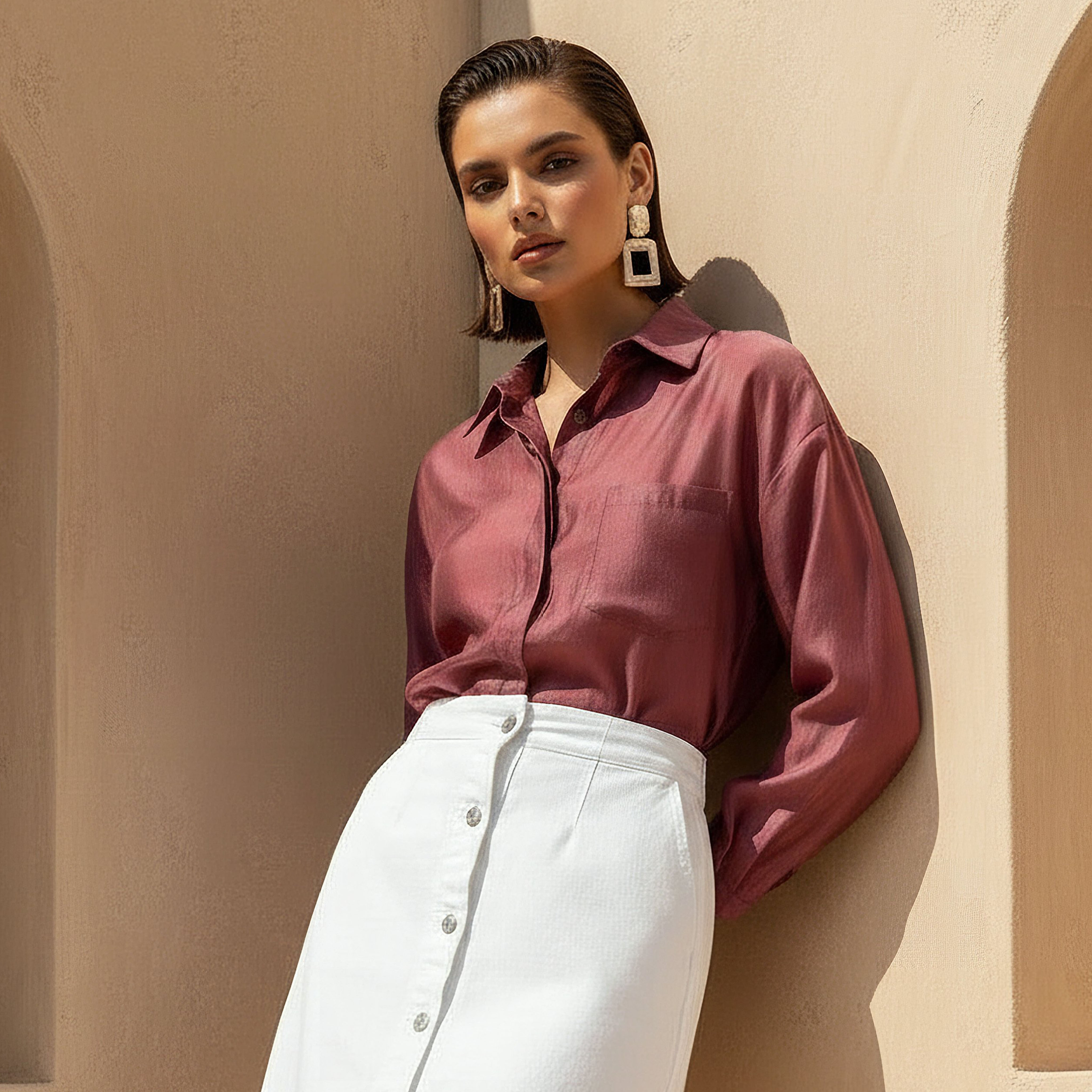 High Low Shirt with Concealed Placket-women-clothing-shirtsandblouses-shirts-image-1