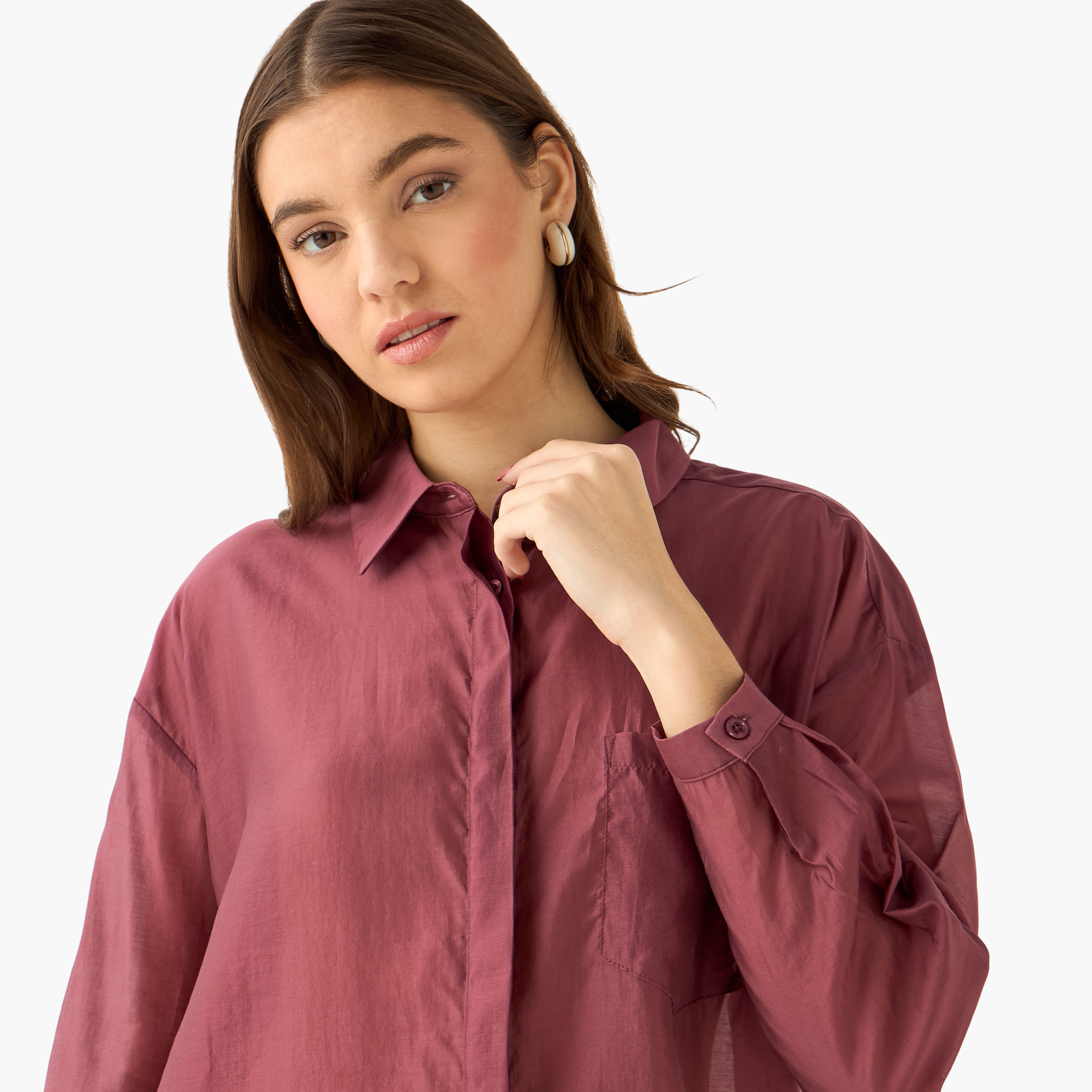 High Low Shirt with Concealed Placket-women-clothing-shirtsandblouses-shirts-image-6
