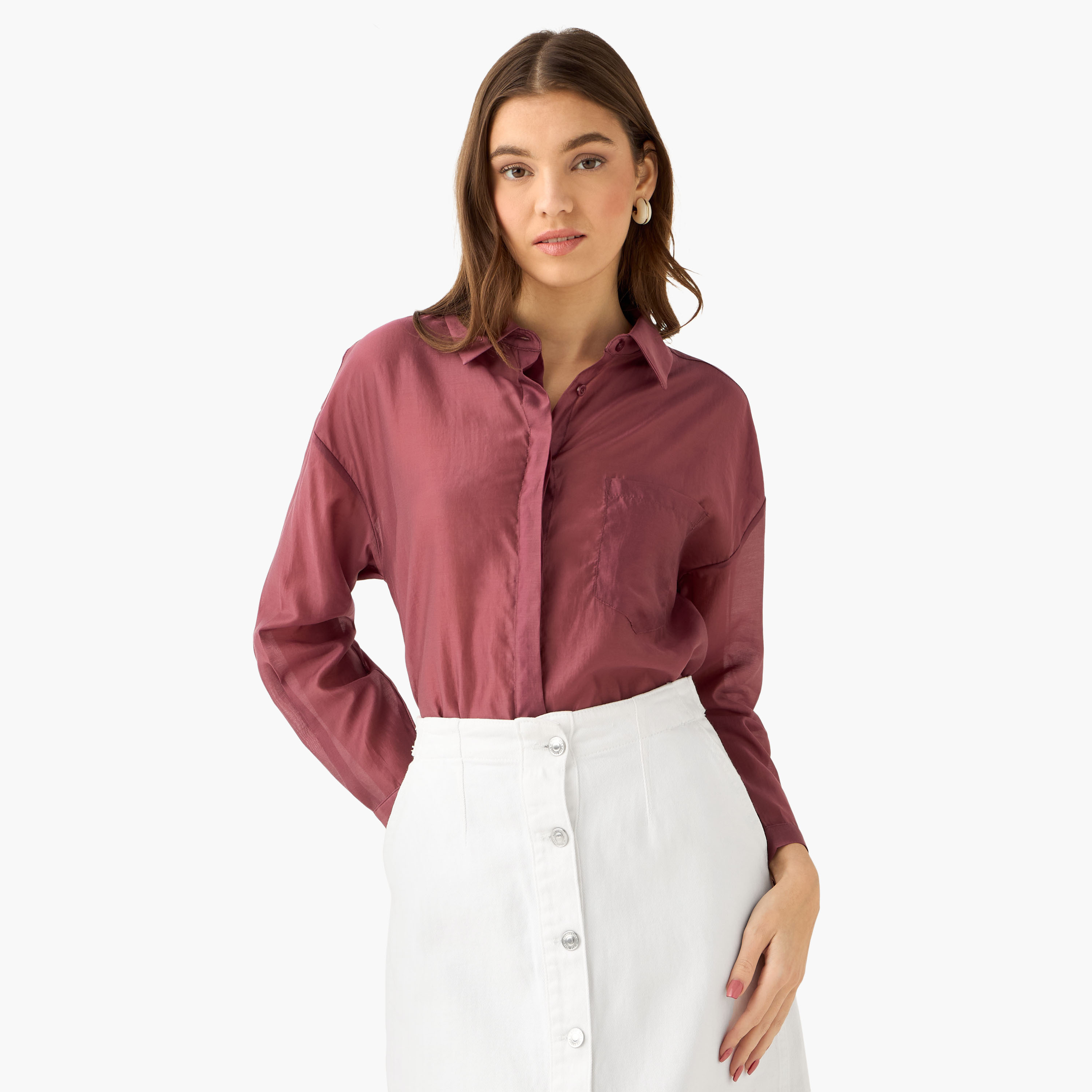 High Low Shirt with Concealed Placket-women-clothing-shirtsandblouses-shirts-image-8