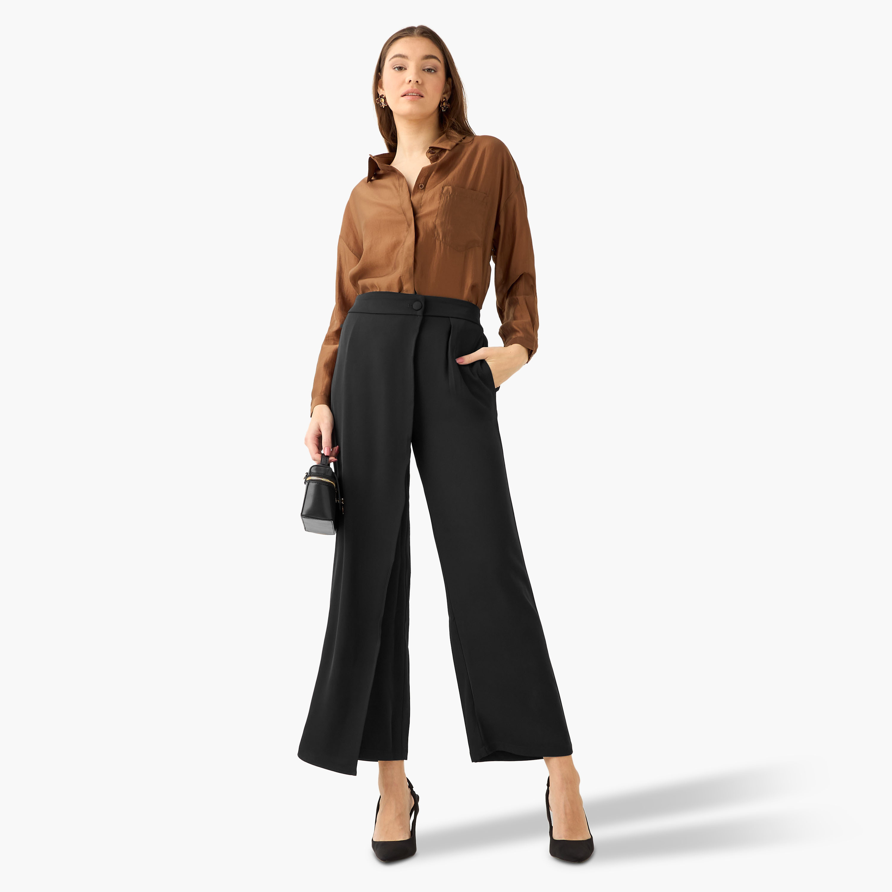 High Low Shirt with Concealed Placket-women-clothing-shirtsandblouses-shirts-image-3