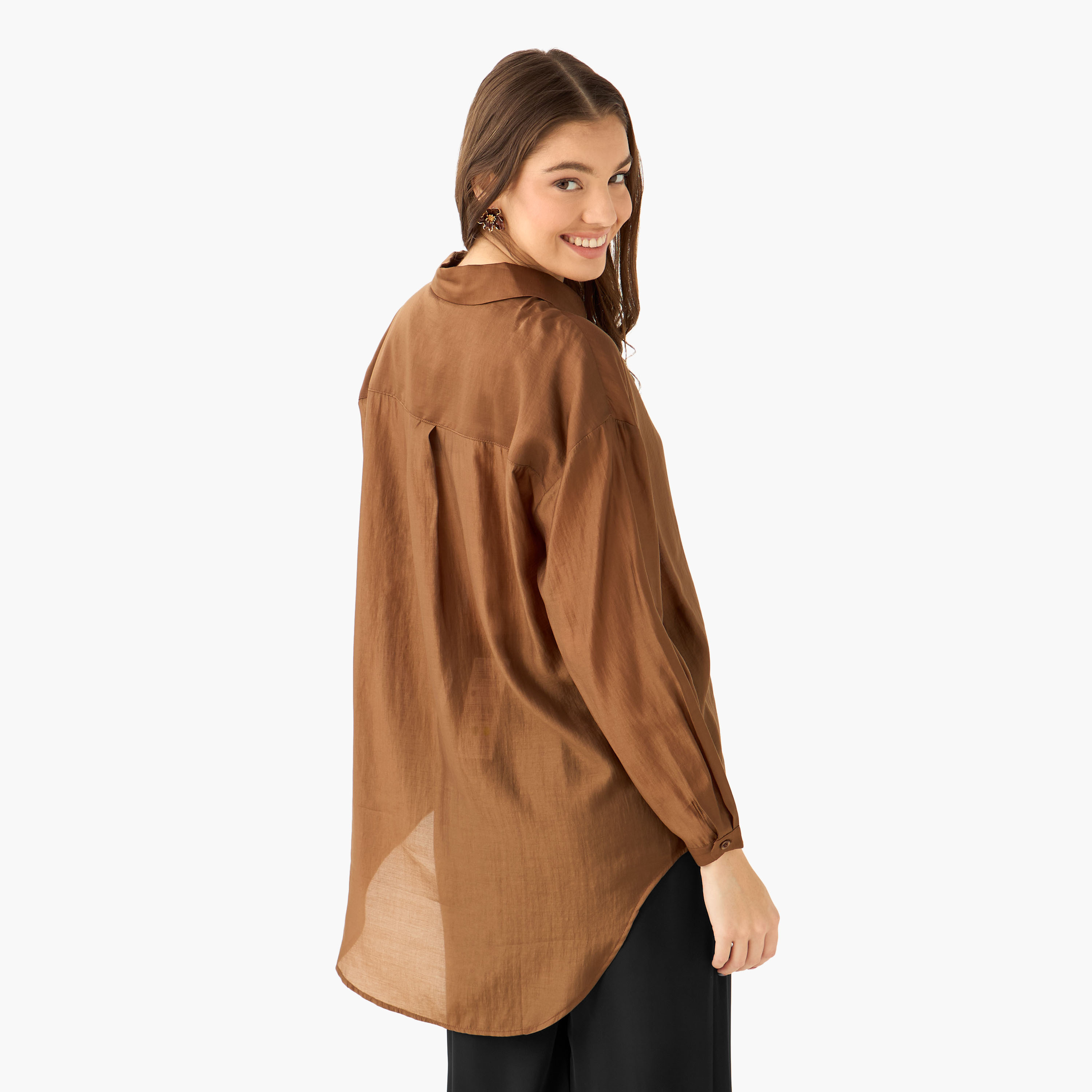 High Low Shirt with Concealed Placket-women-clothing-shirtsandblouses-shirts-image-4