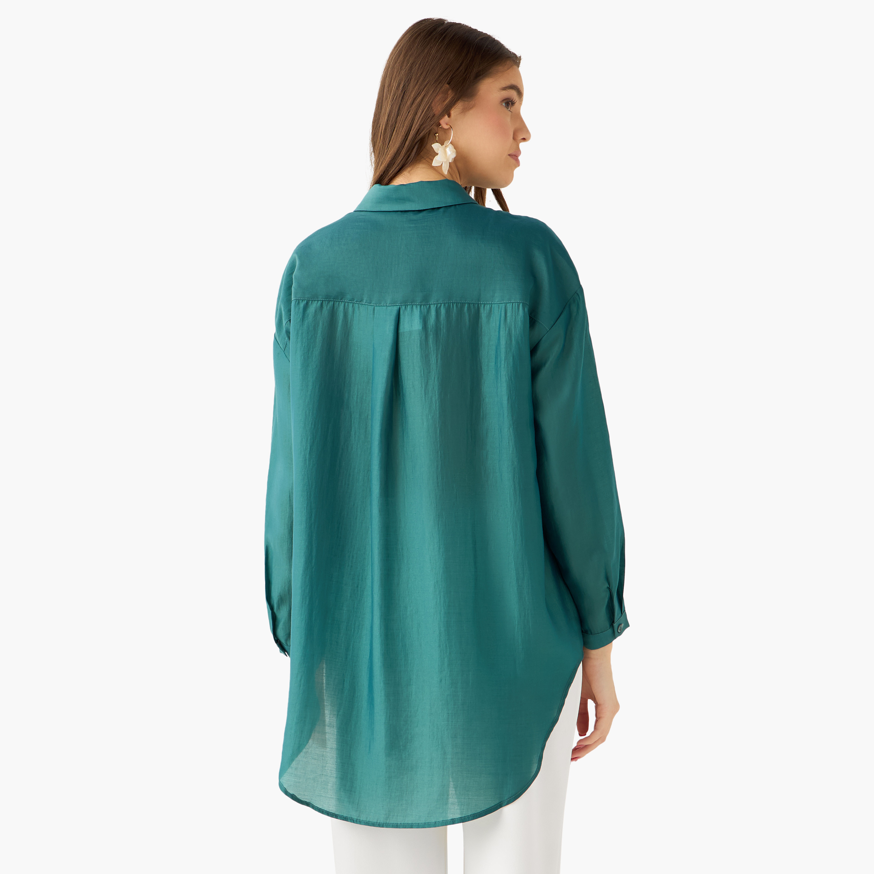 High Low Shirt with Concealed Placket-women-clothing-shirtsandblouses-shirts-image-4