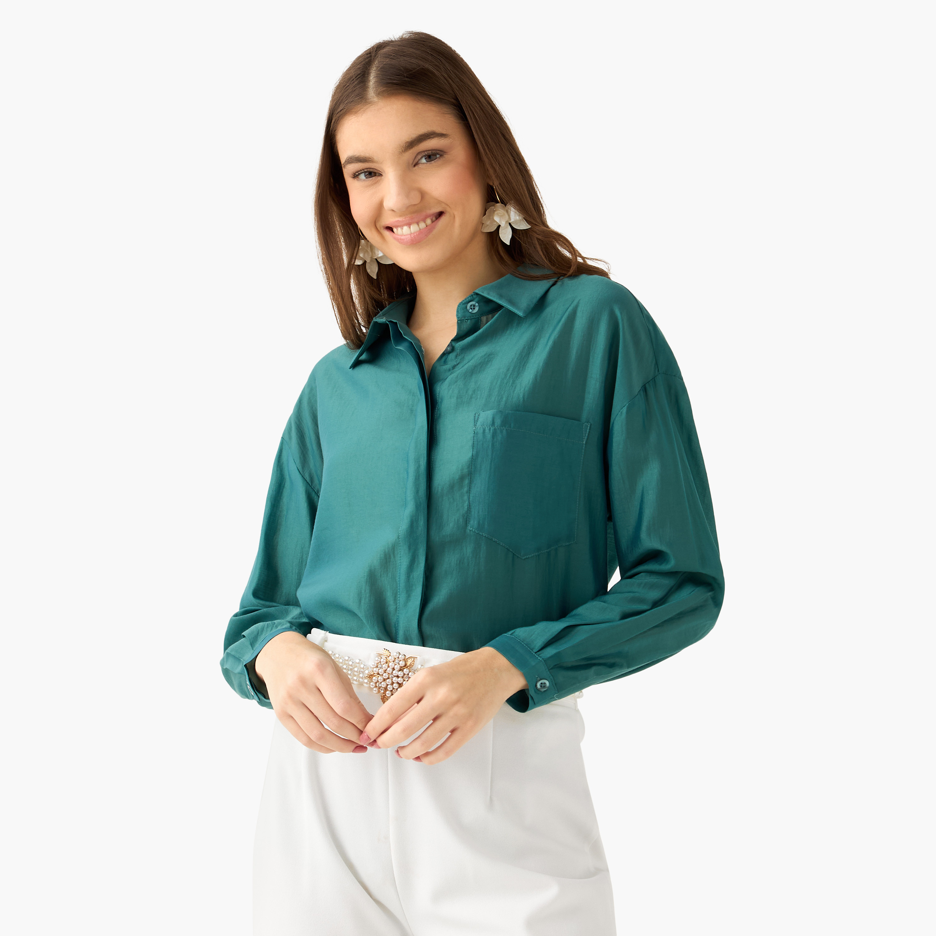 High Low Shirt with Concealed Placket-women-clothing-shirtsandblouses-shirts-image-7