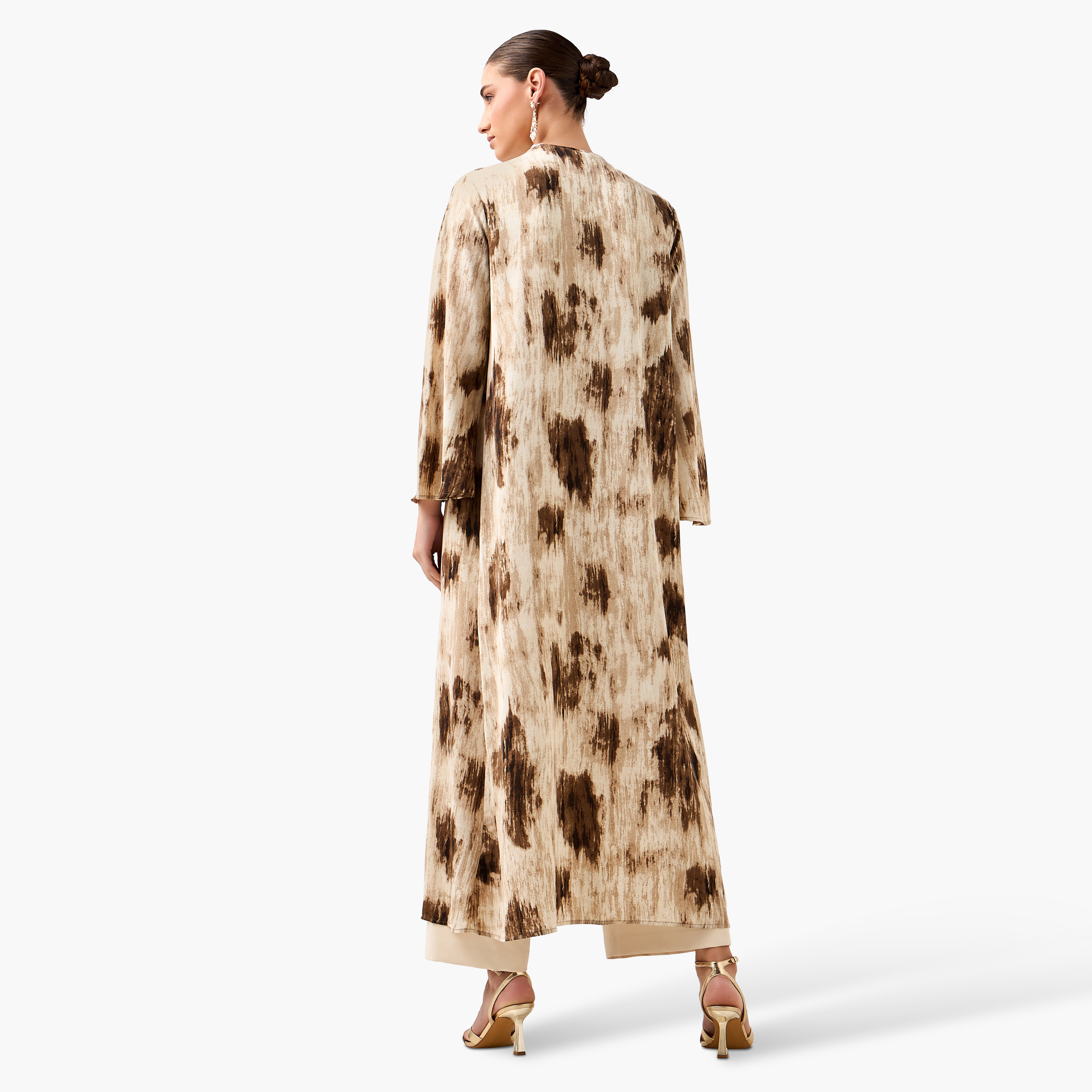 Regular Fit Kimono Abaya Shrug with Print-women-arabicclothing-abayas-image-5
